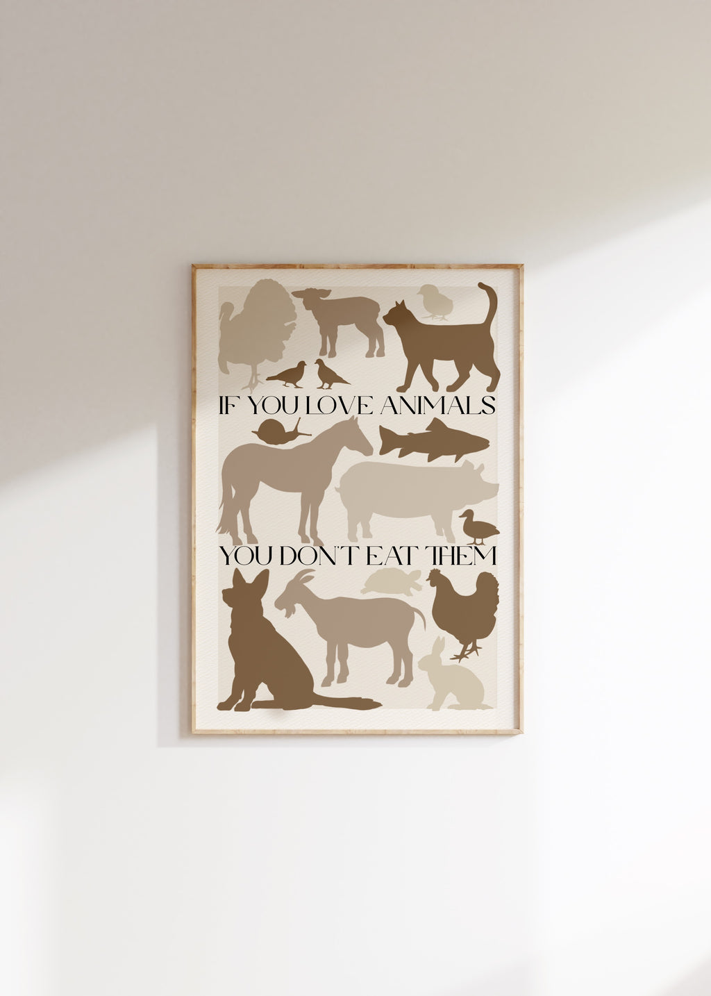 Vegan print "Be kind to all animals"