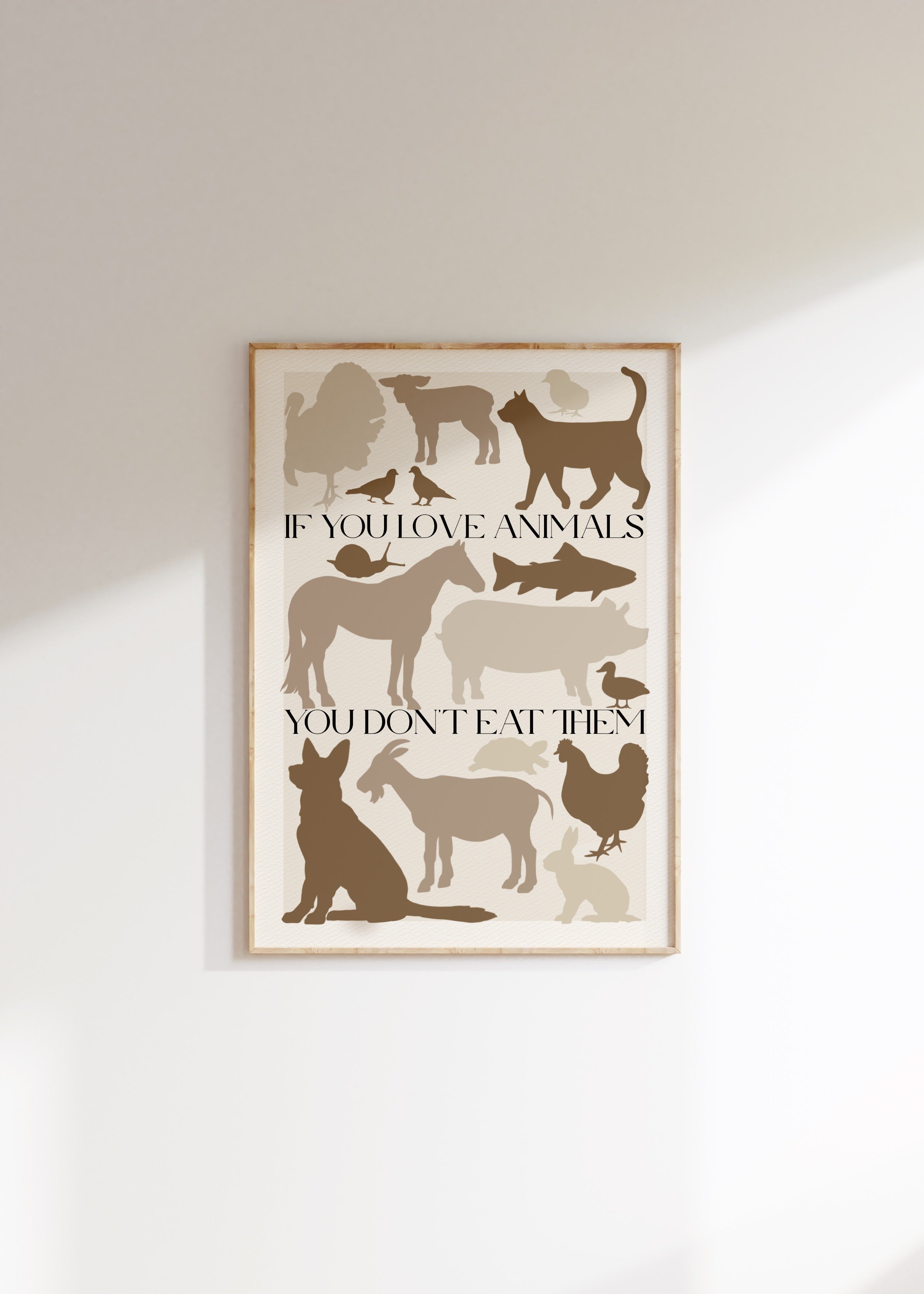 Vegan print "Be kind to all animals"