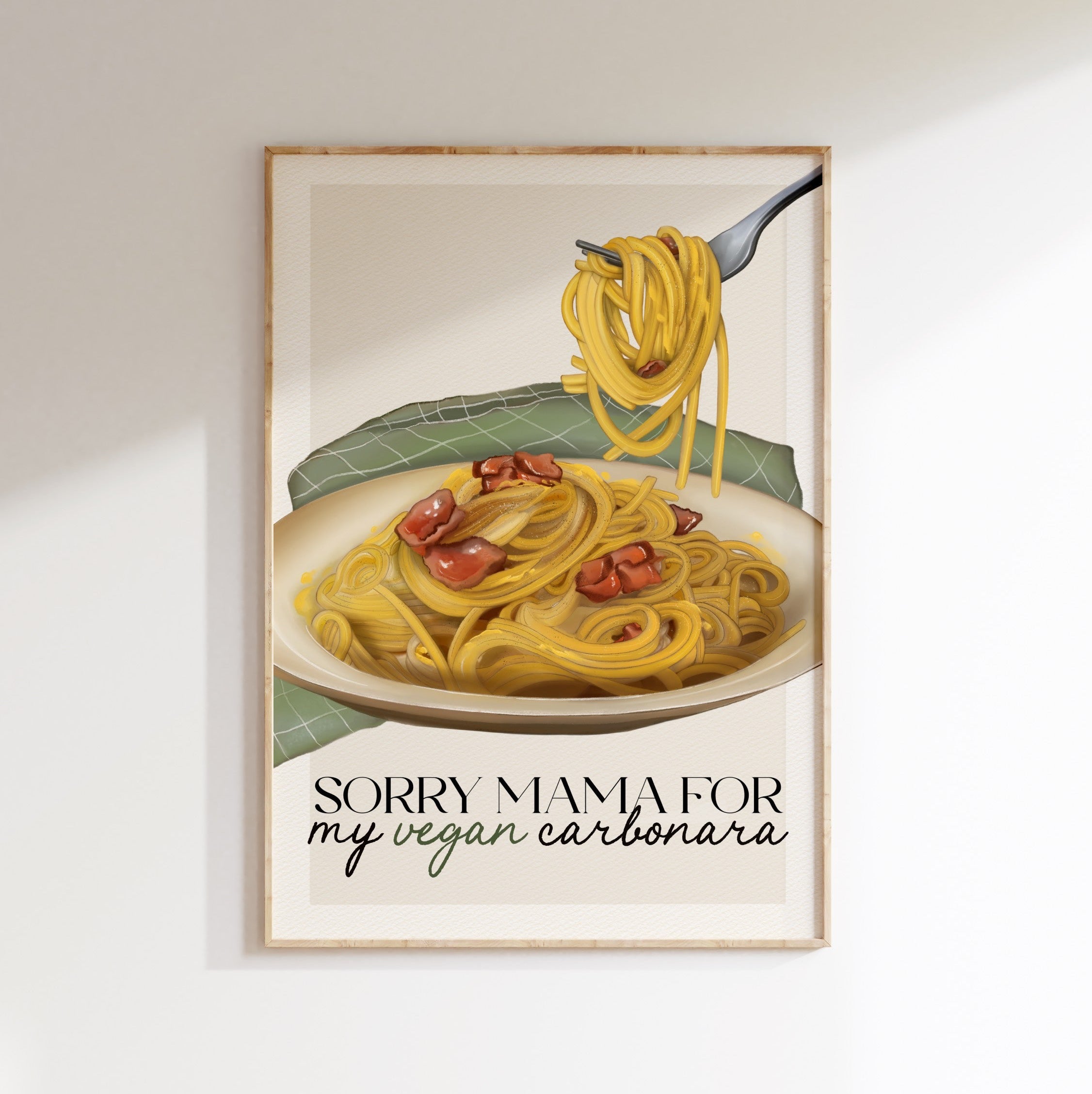 Stampa Vegan "Sorry mama for my vegan carbonara".