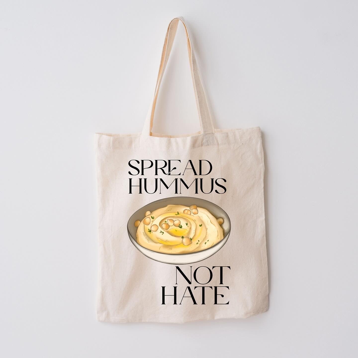 Borsa Shopper in cotone "Spread hummus not hate", Tote bag