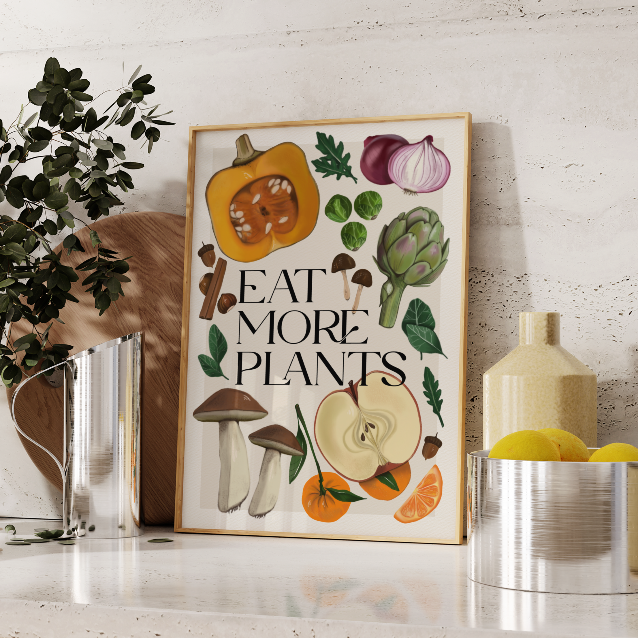 Stampa Vegan "Eat more plants" Autunno