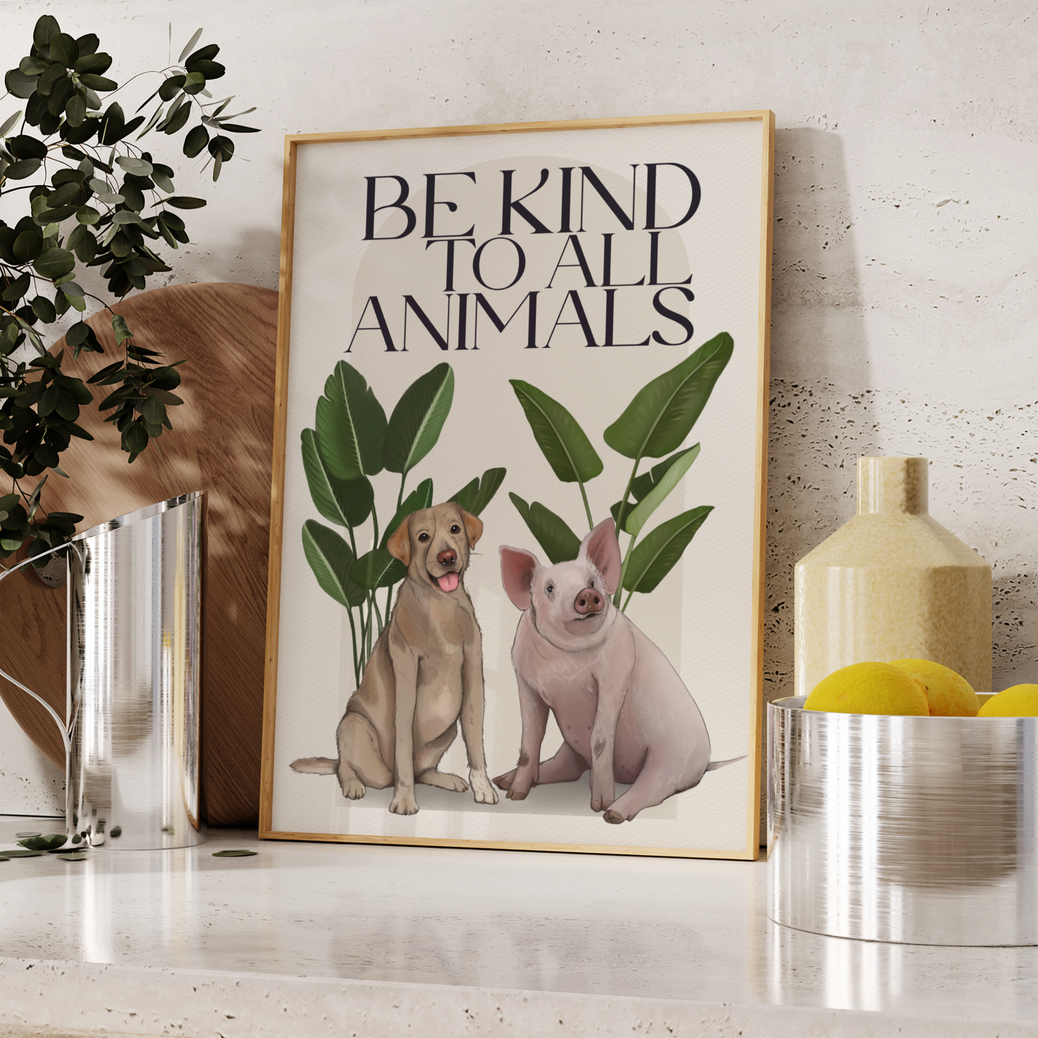 Stampa Vegan "Be kind to all animals"