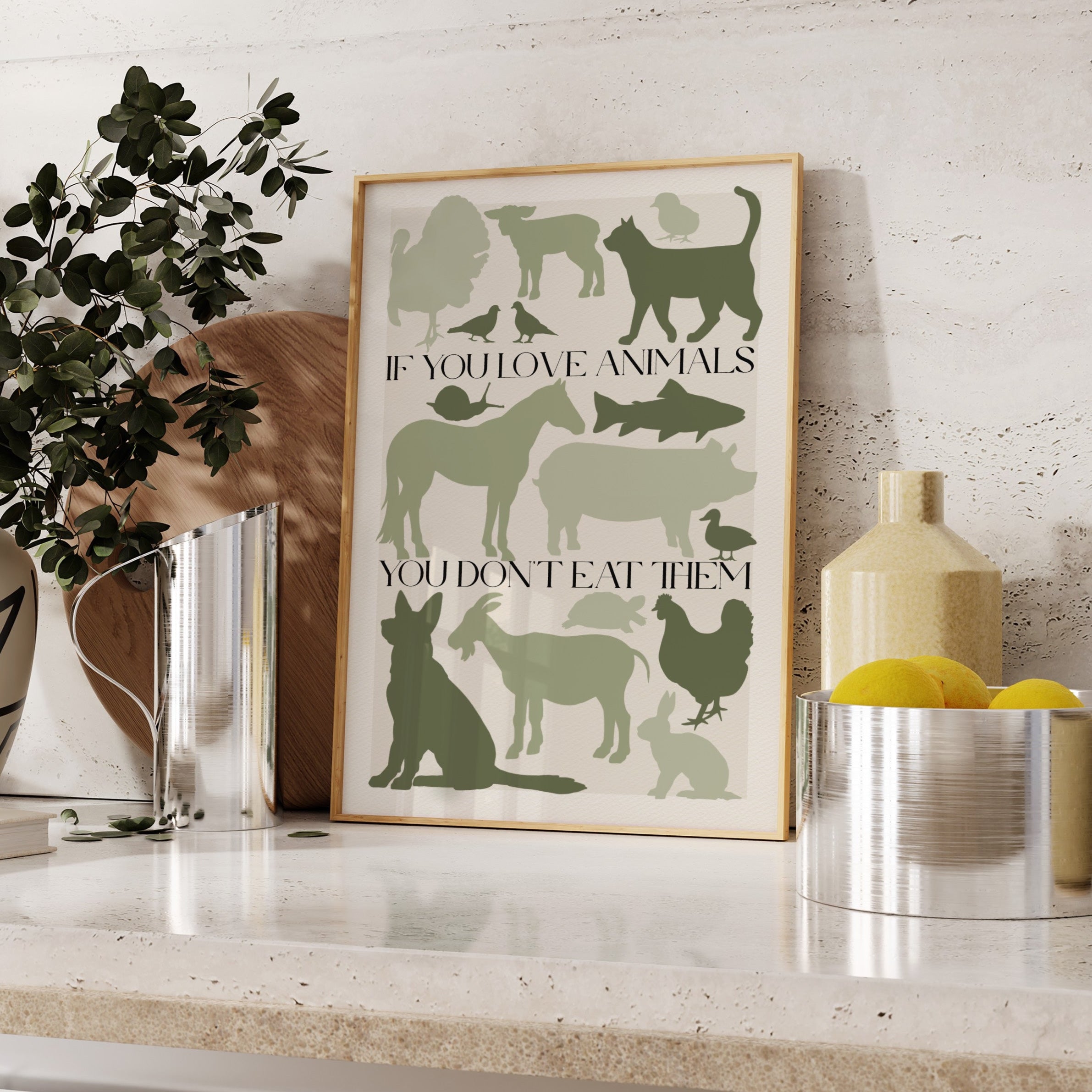 Stampa Vegan "If you love animals you don't eat them" Verde