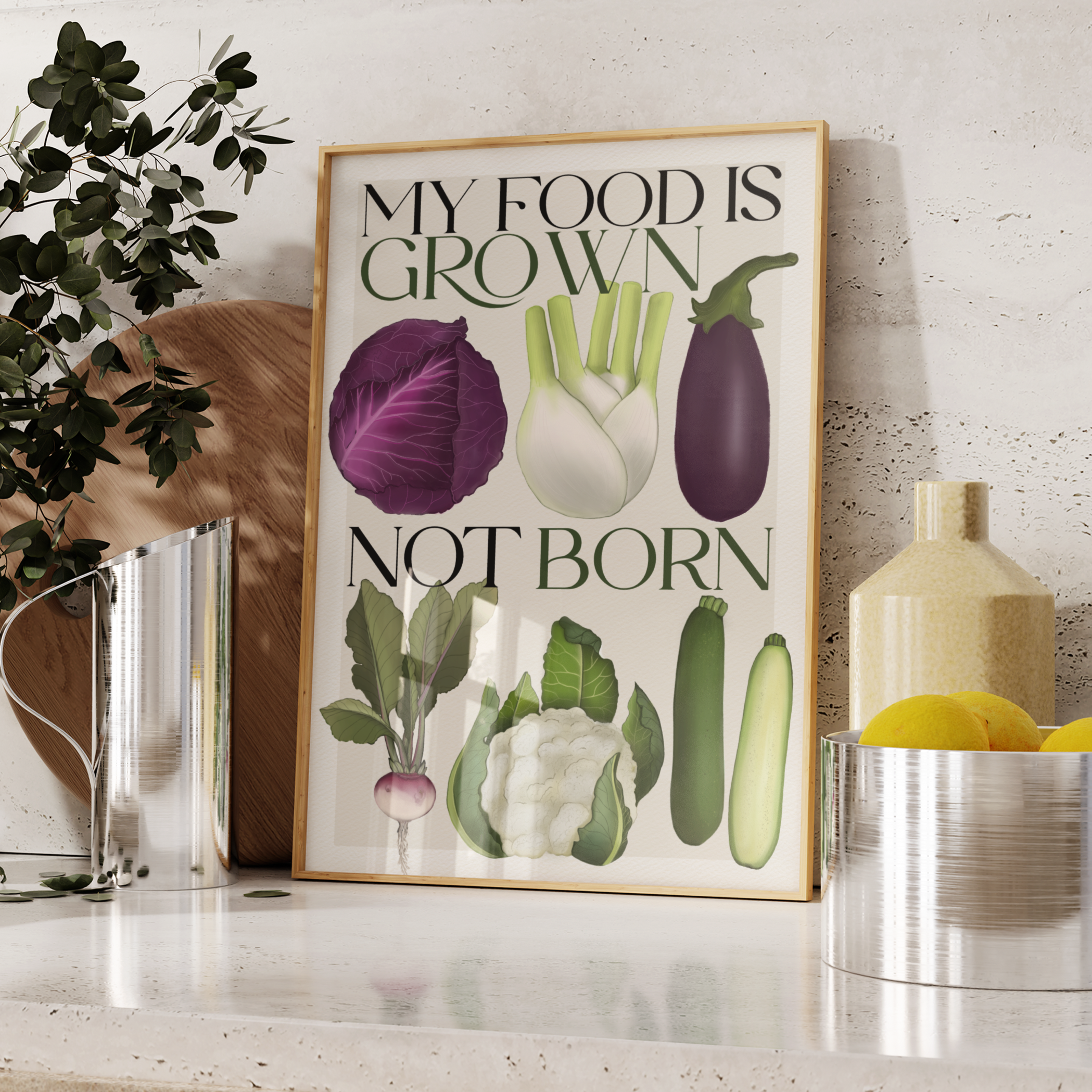 Stampa Vegan "My food is grown, not born"