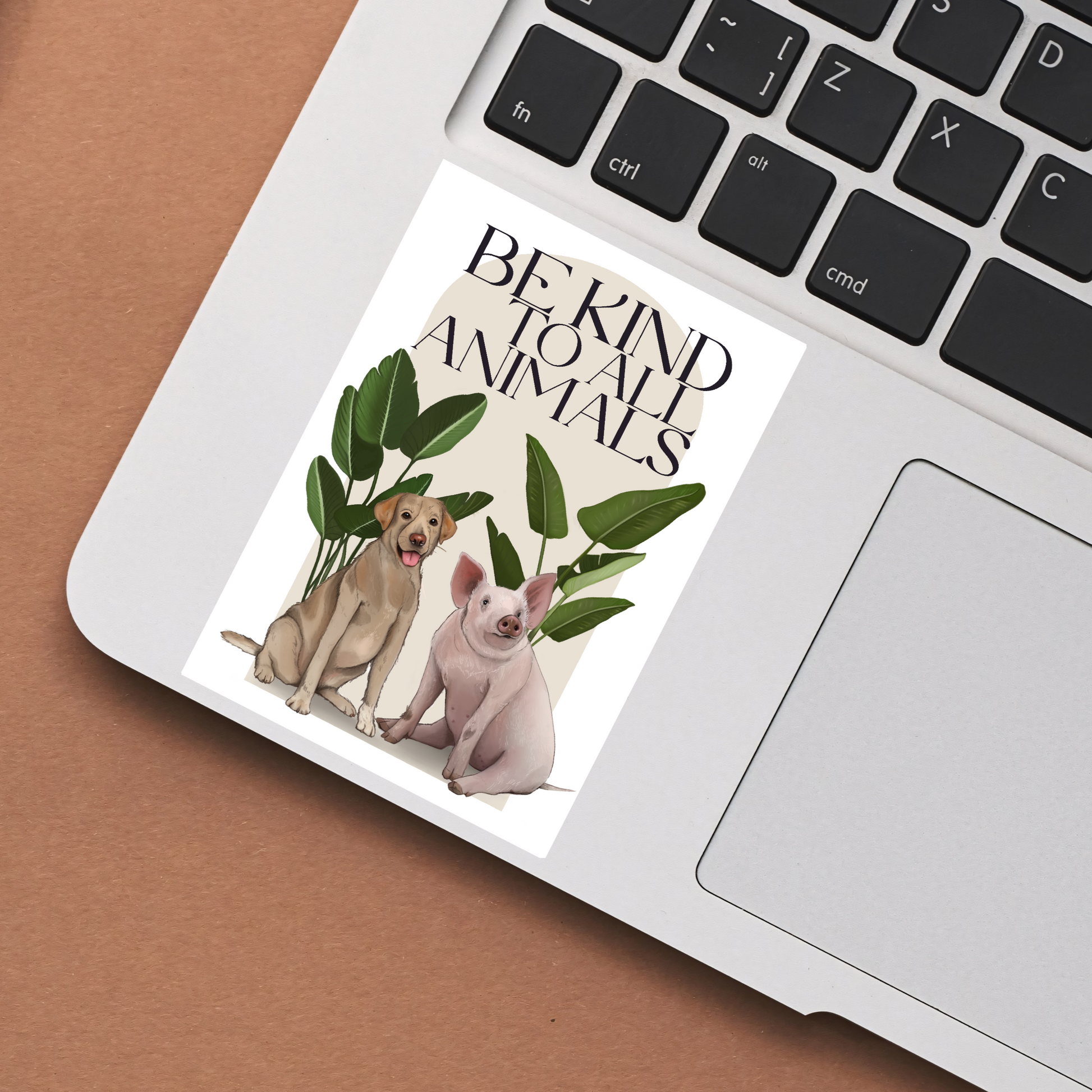 "Be kind to all animals" sticker, 7.5x10.5 cm