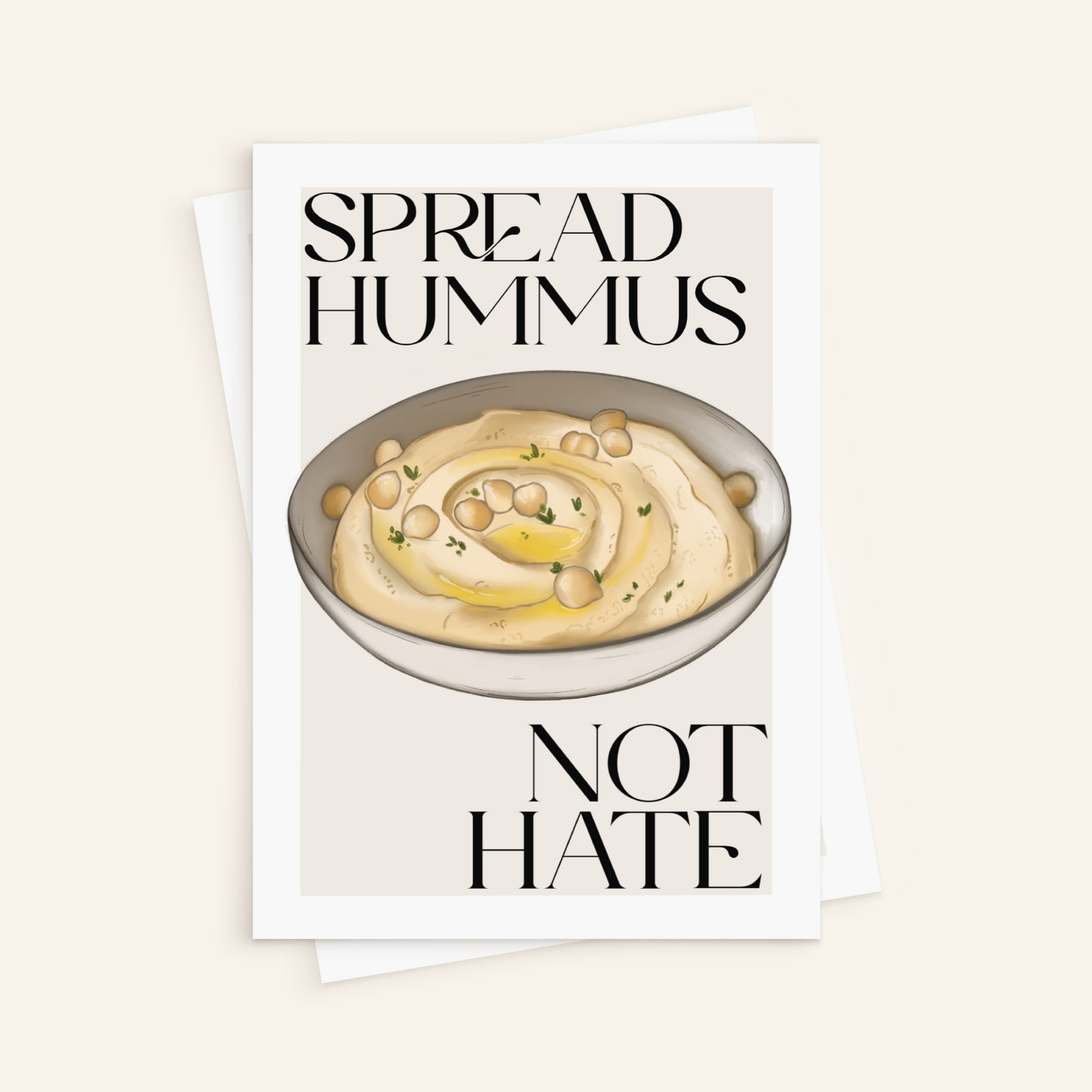 "Spread hummus not hate" sticker, 7.5x10.5 cm