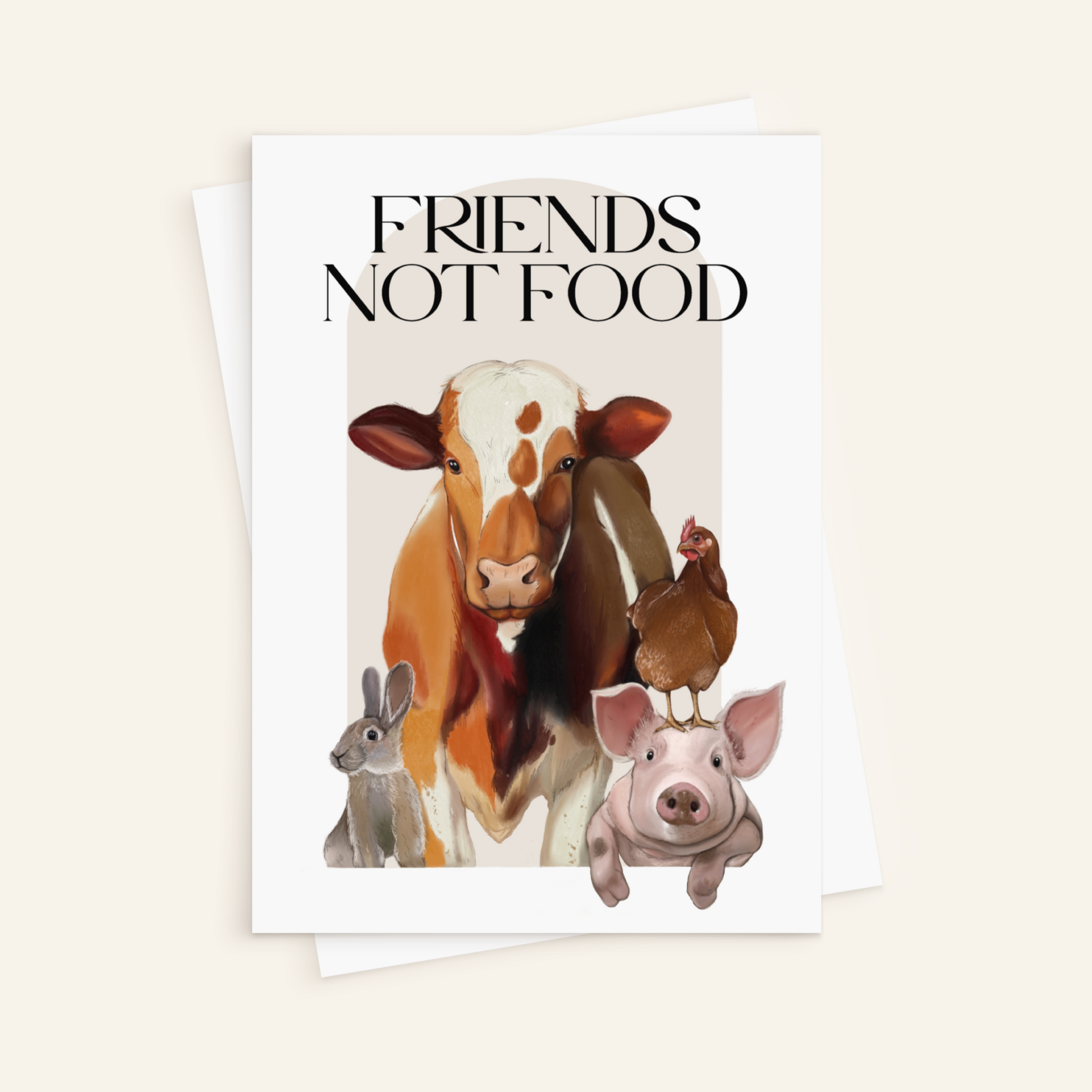 "Friends not food" sticker, 7.5x10.5 cm