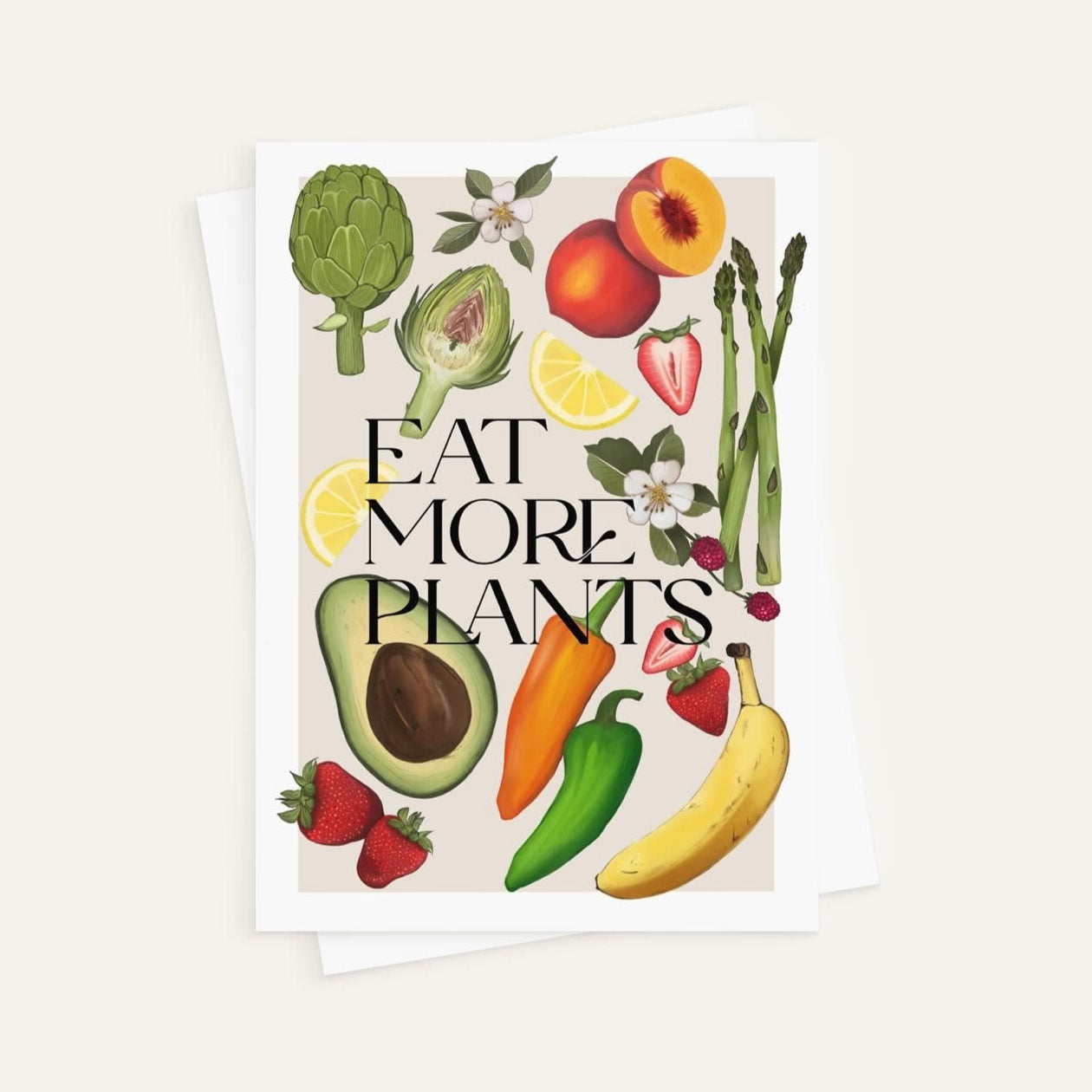 "Eat more plants" sticker, 7.5x10.5 cm
