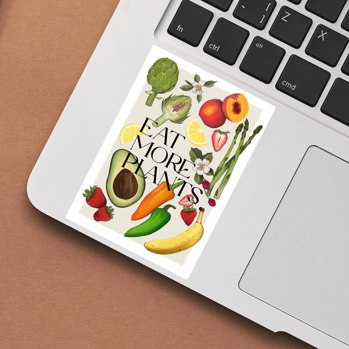 "Eat more plants" sticker, 7.5x10.5 cm