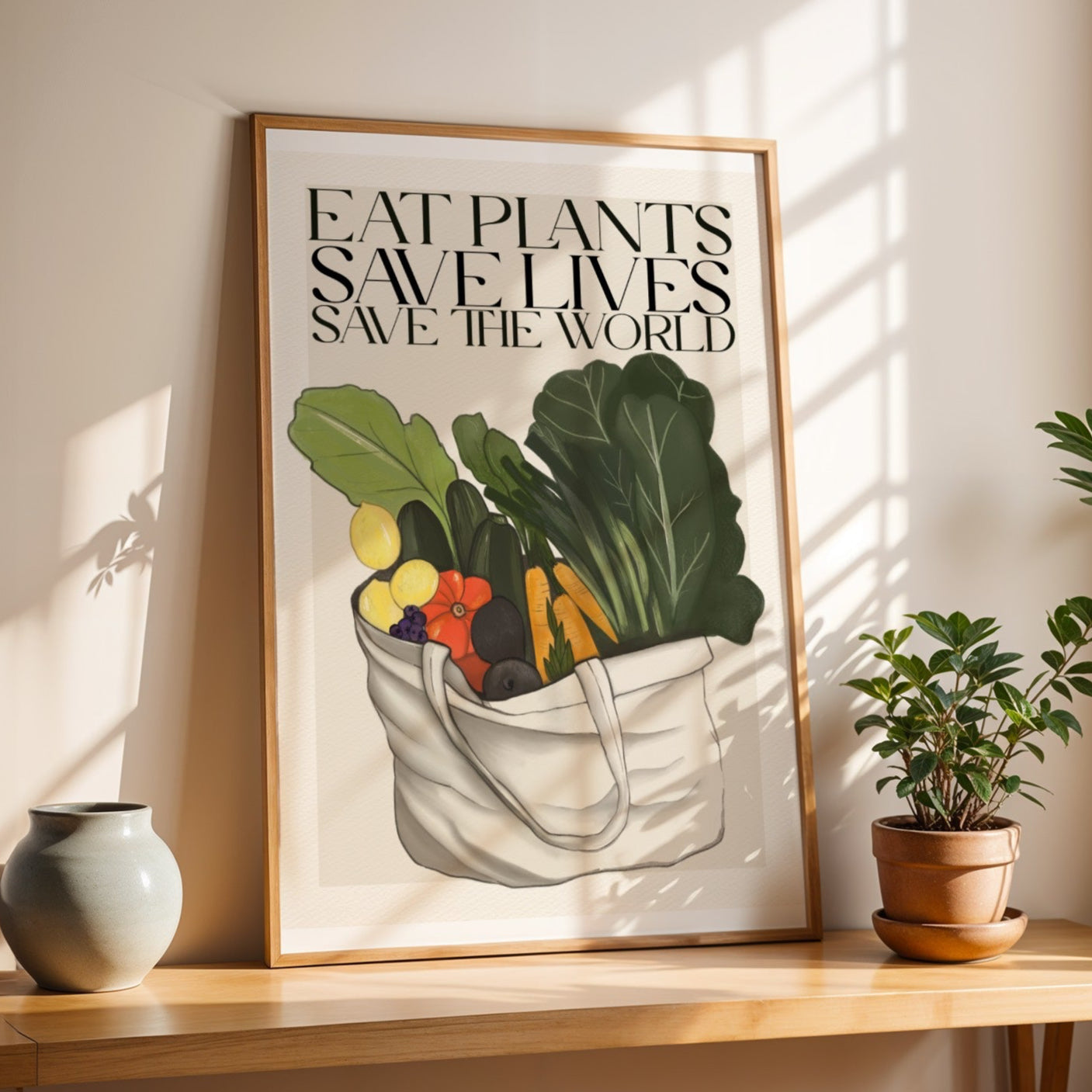 Stampa Vegan "Eat plants, save lives, save the world"
