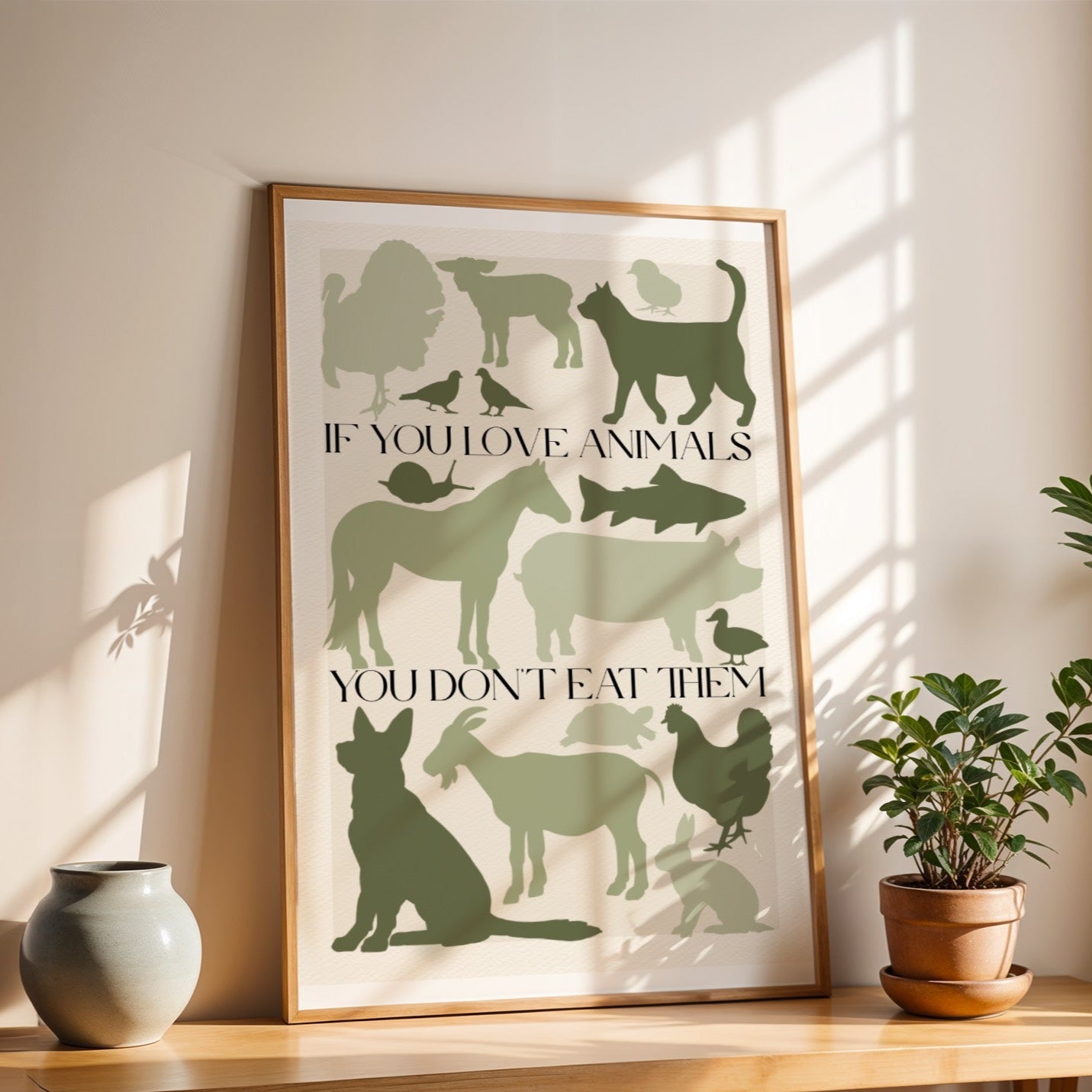 Stampa Vegan "If you love animals you don't eat them" Verde