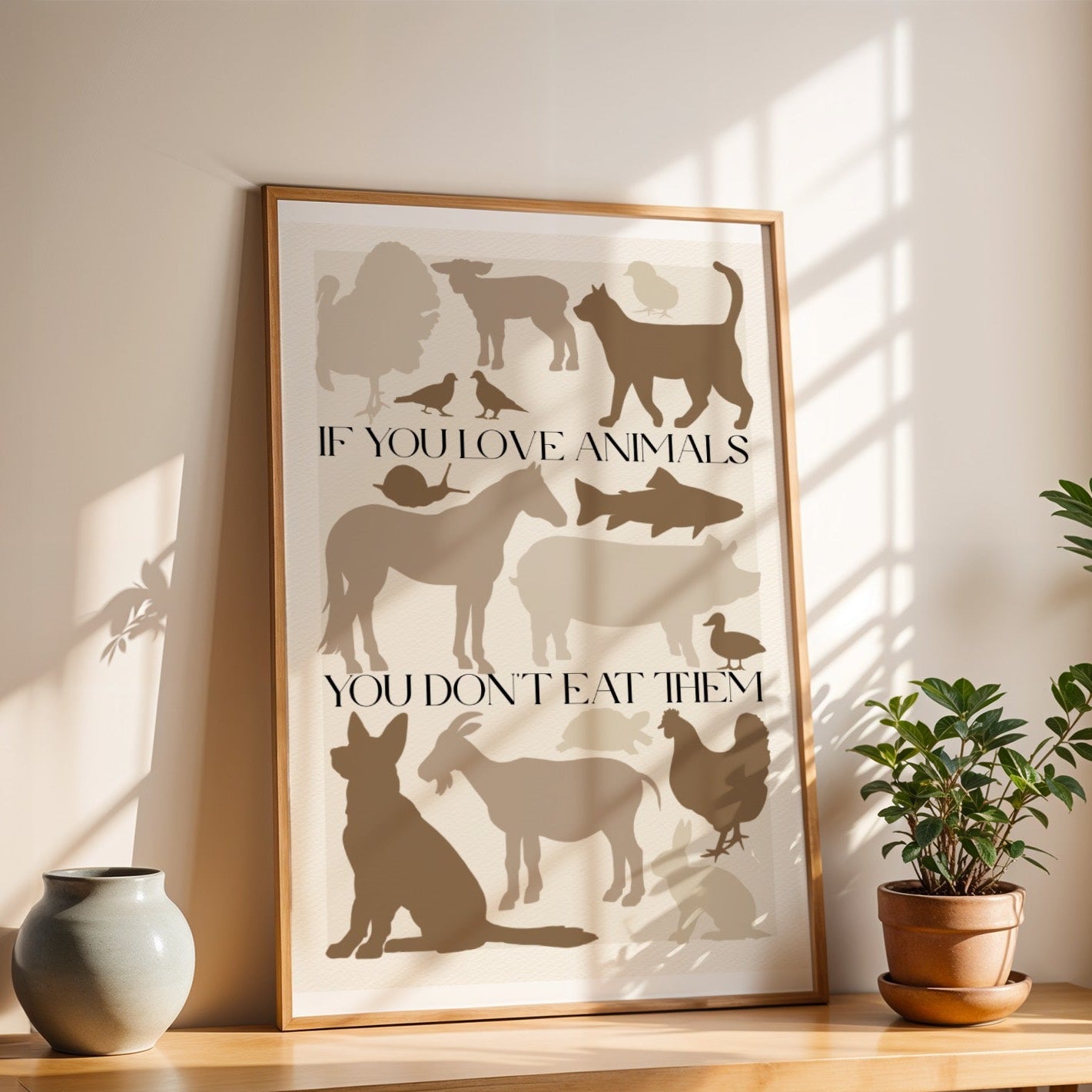 Stampa Vegan "If you love animals you don't eat them" Marrone