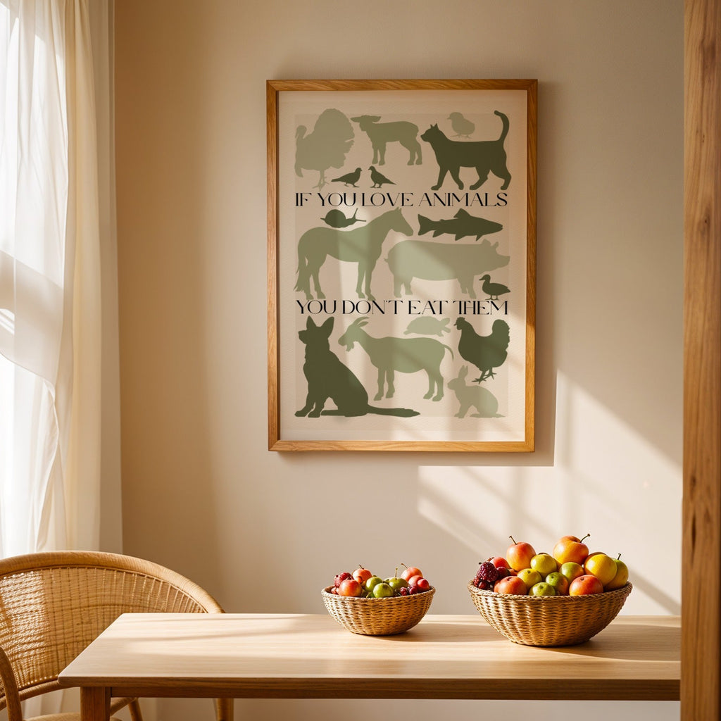 Stampa Vegan "If you love animals you don't eat them" Verde
