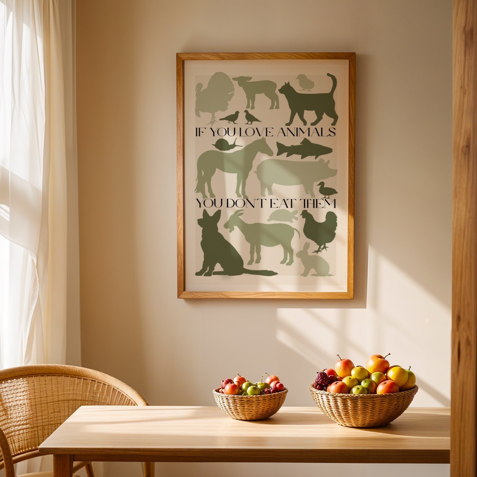 Stampa Vegan "If you love animals you don't eat them" Verde