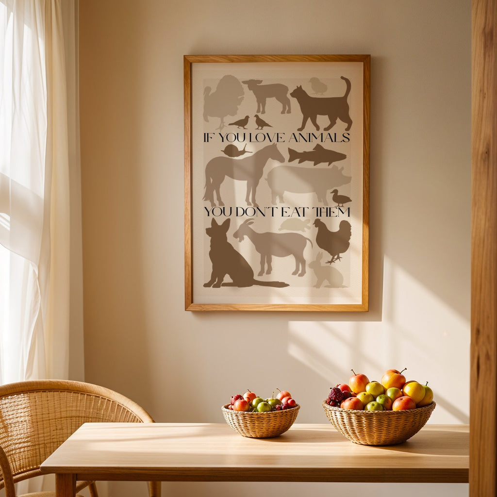 Stampa Vegan "If you love animals you don't eat them" Marrone