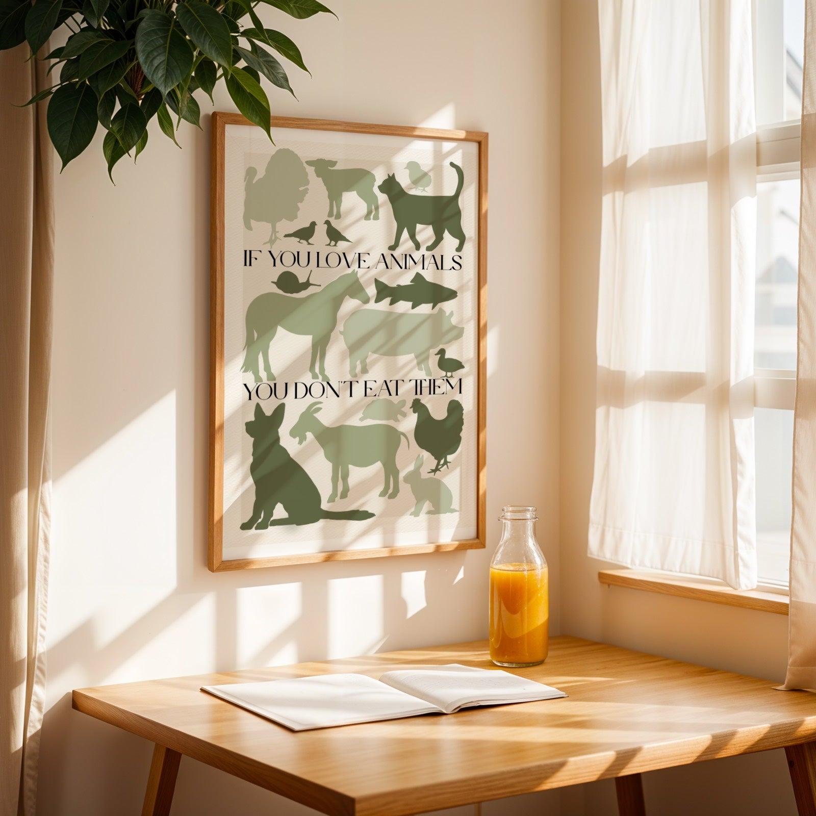 Stampa Vegan "If you love animals you don't eat them" Verde