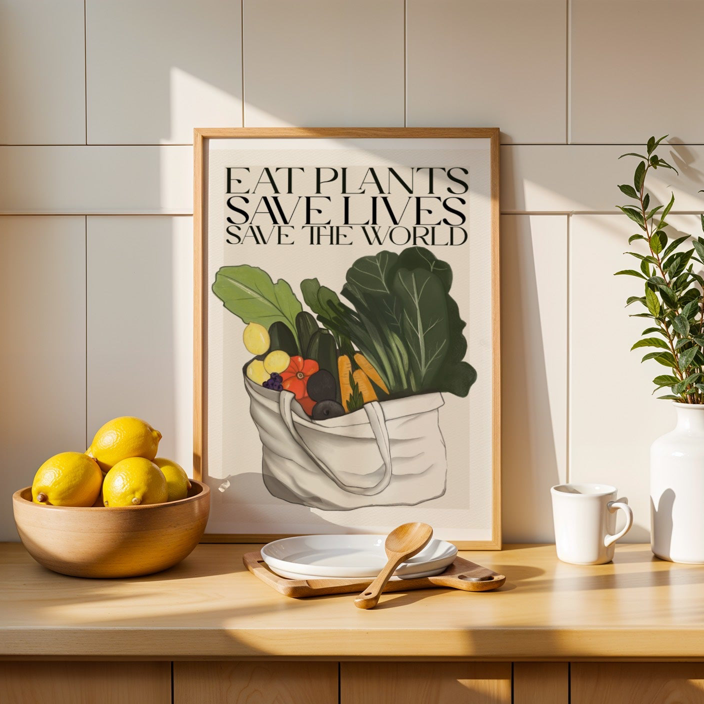 Stampa Vegan "Eat plants, save lives, save the world"
