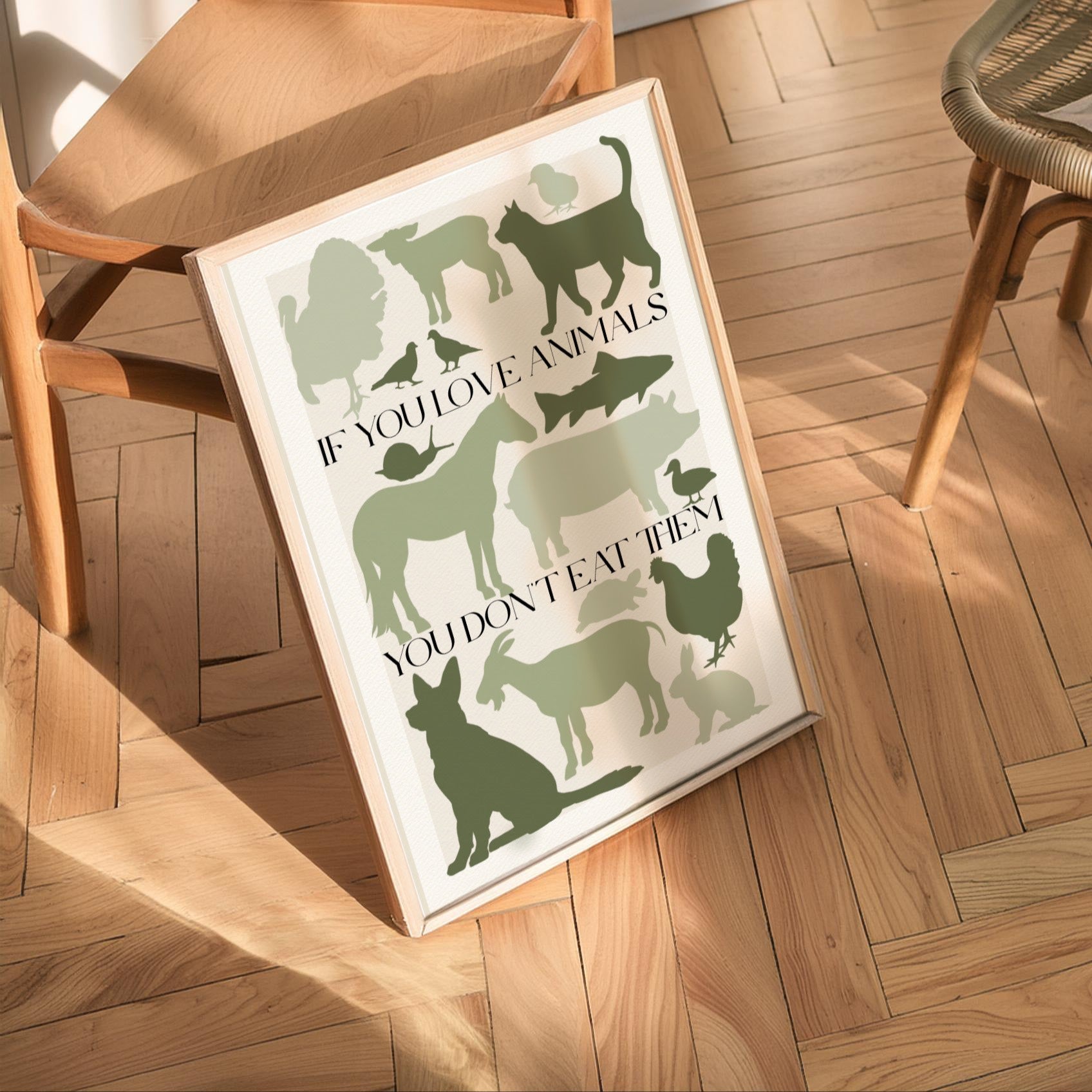 Stampa Vegan "If you love animals you don't eat them" Verde