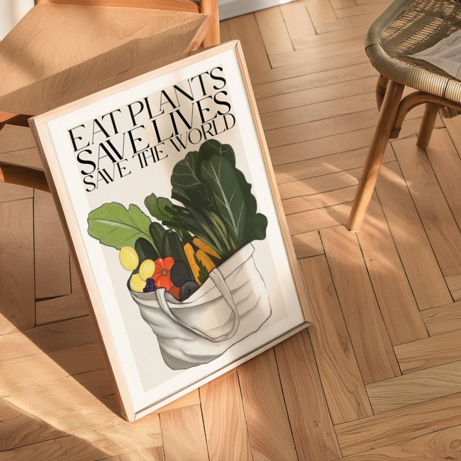 Stampa Vegan "Eat plants, save lives, save the world"