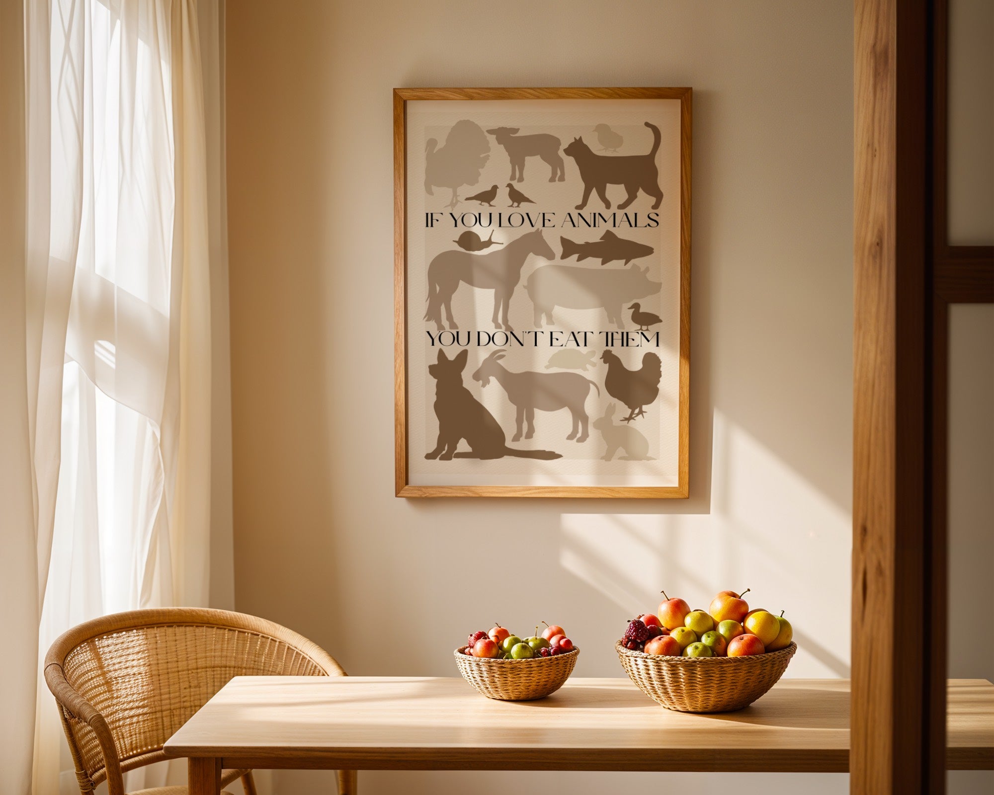 Vegan print "Be kind to all animals"
