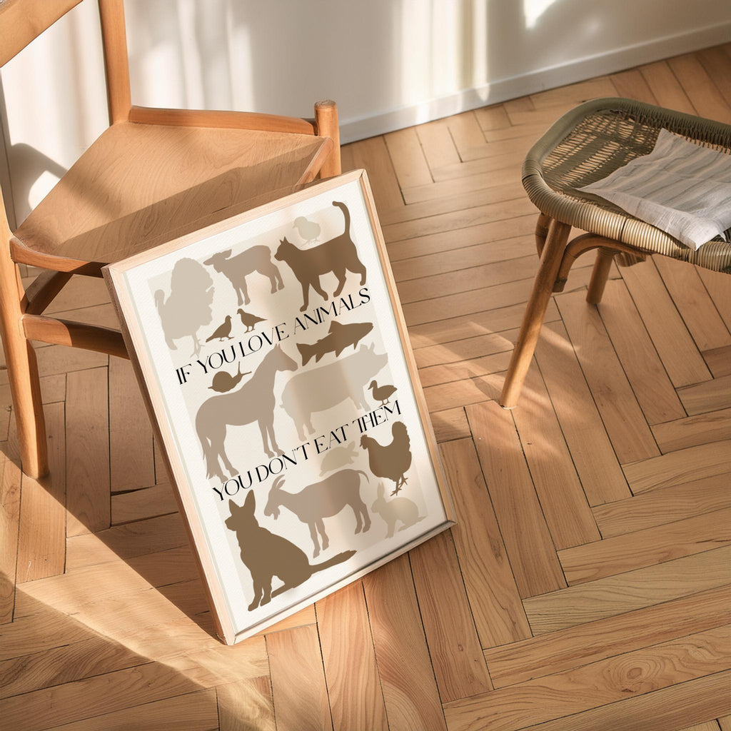Vegan print "Be kind to all animals"