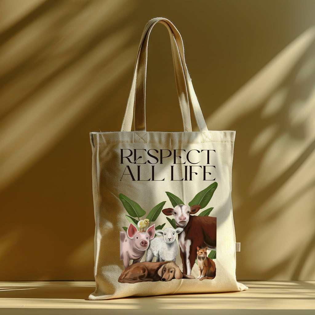 Borsa Shopper in cotone "Respect all life", Tote bag