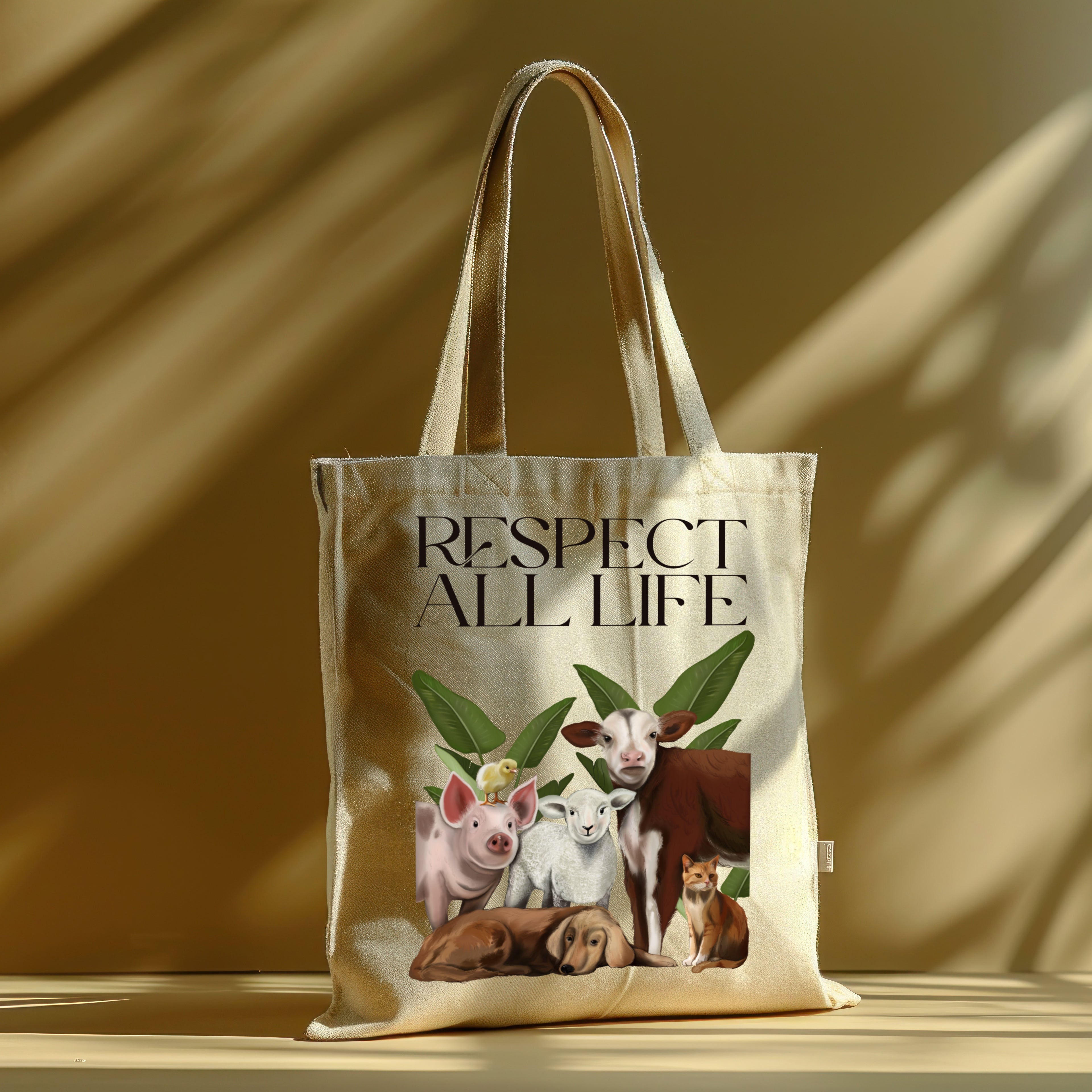 Borsa Shopper in cotone "Respect all life", Tote bag