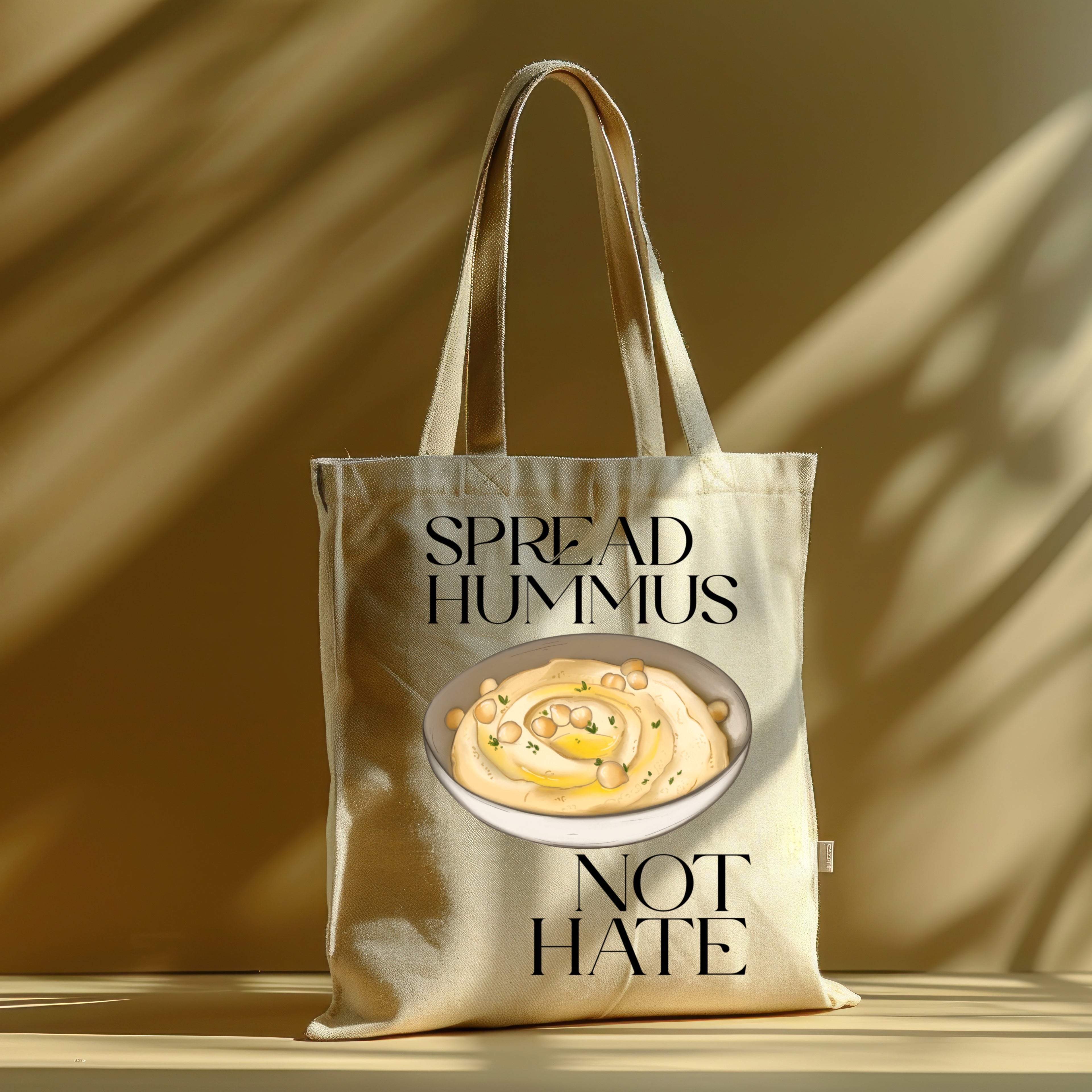 Borsa Shopper in cotone "Spread hummus not hate", Tote bag