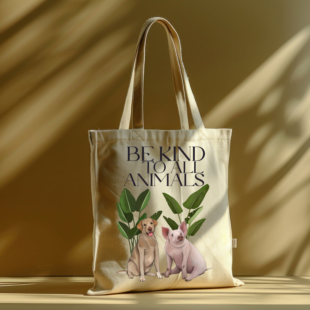 Borsa Shopper in cotone "Be kind to all animals", Tote bag