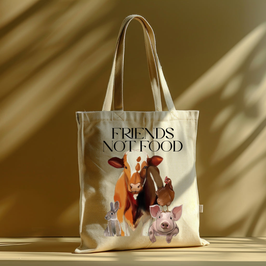 Borsa Shopper in cotone "Friends not food", Tote bag