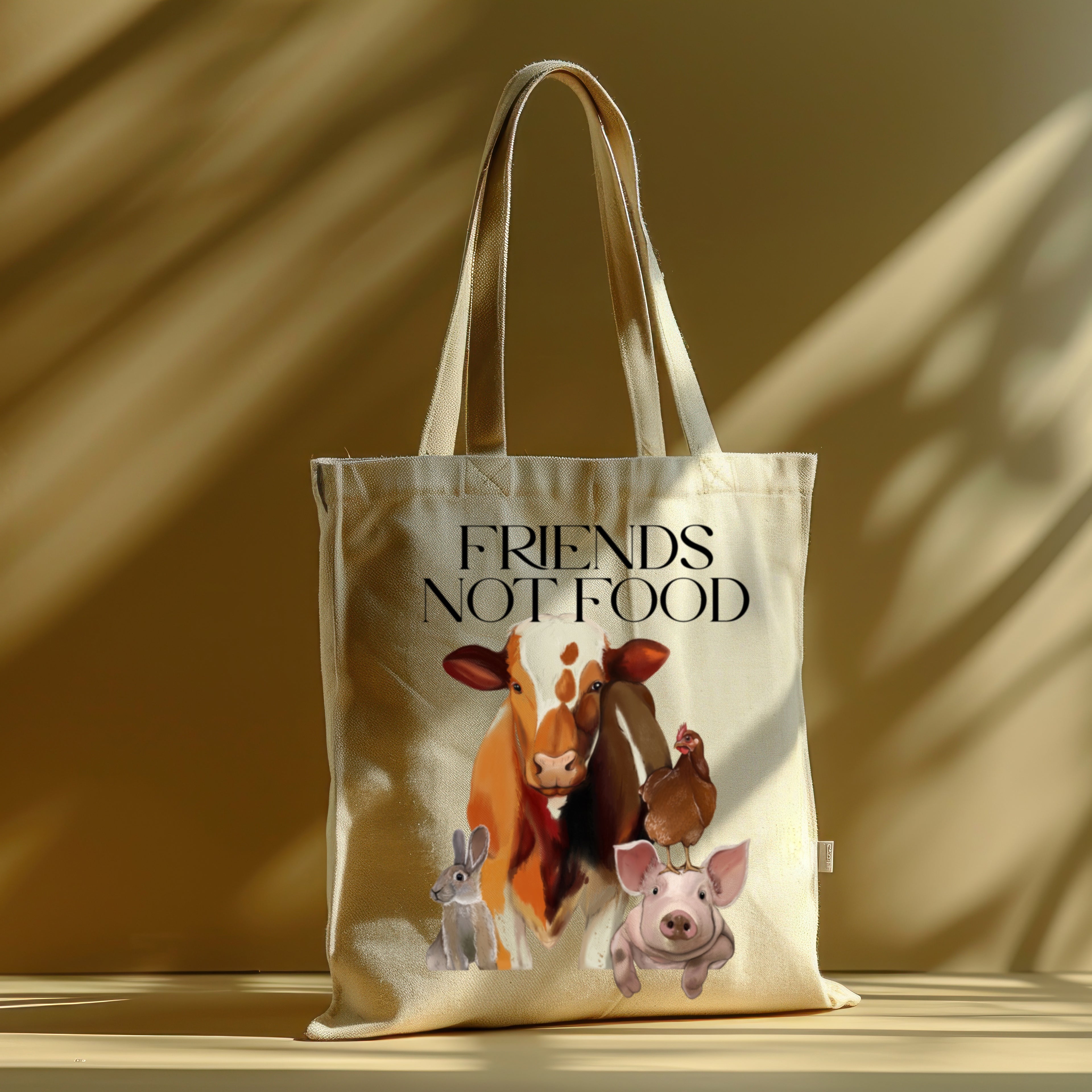 Borsa Shopper in cotone "Friends not food", Tote bag