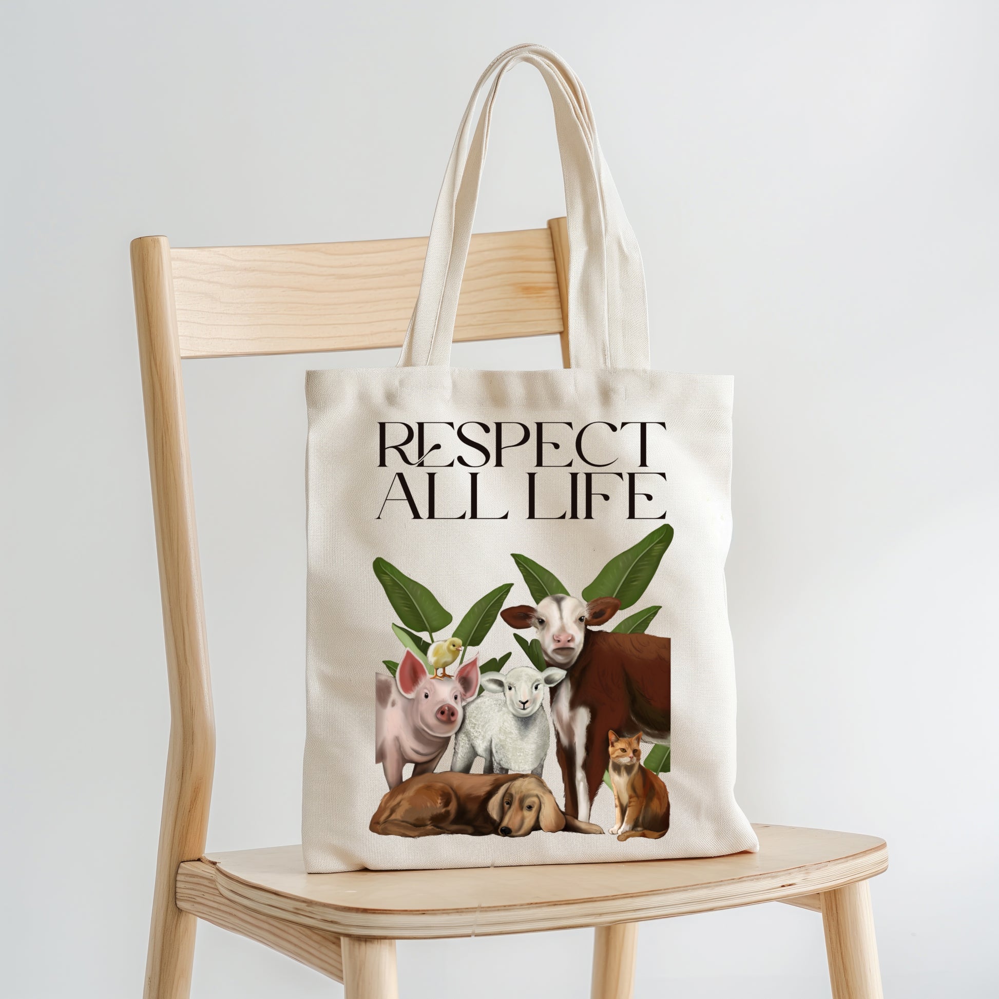 Borsa Shopper in cotone "Respect all life"
