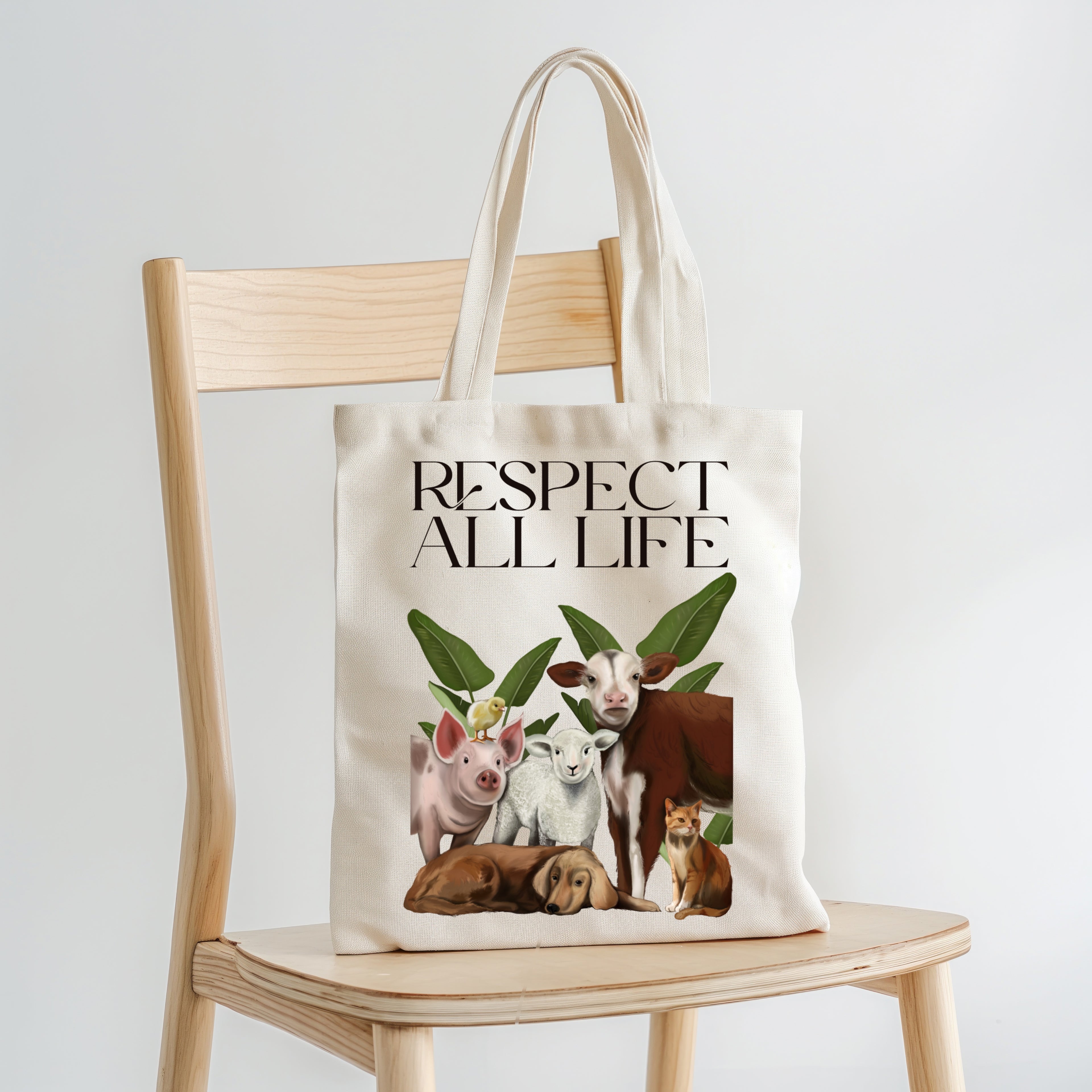 Borsa Shopper in cotone "Respect all life"