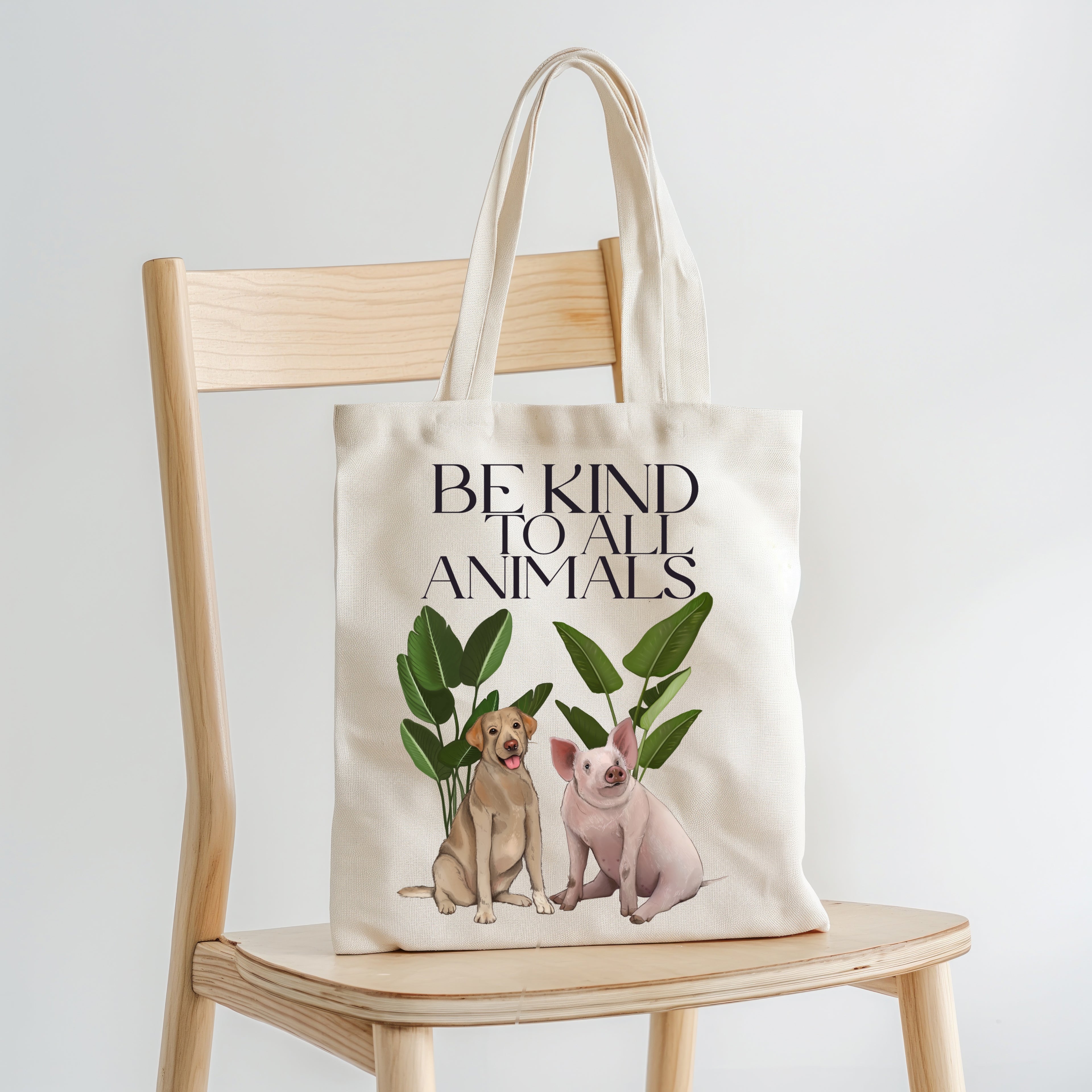 Borsa Shopper in cotone "Be kind to all animals", Tote bag