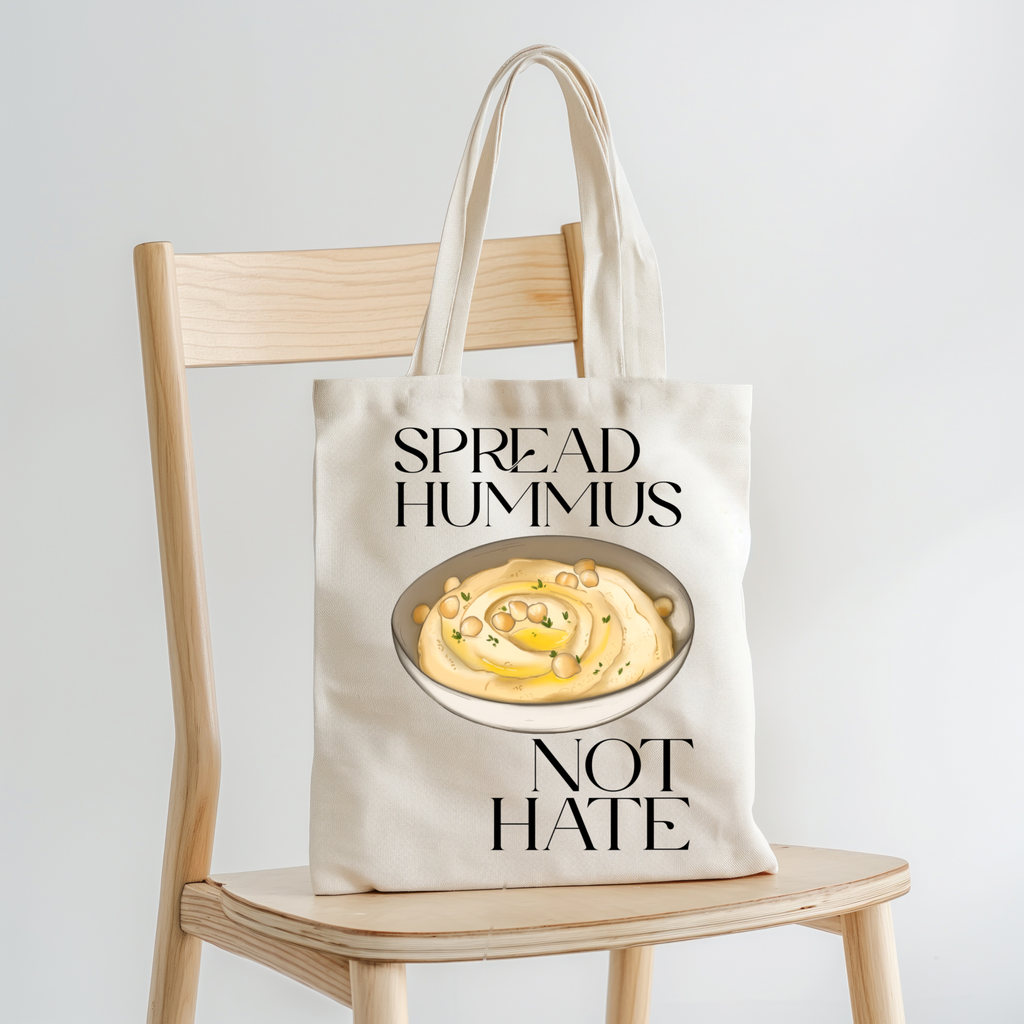 Borsa Shopper in cotone "Spread hummus not hate", Tote bag