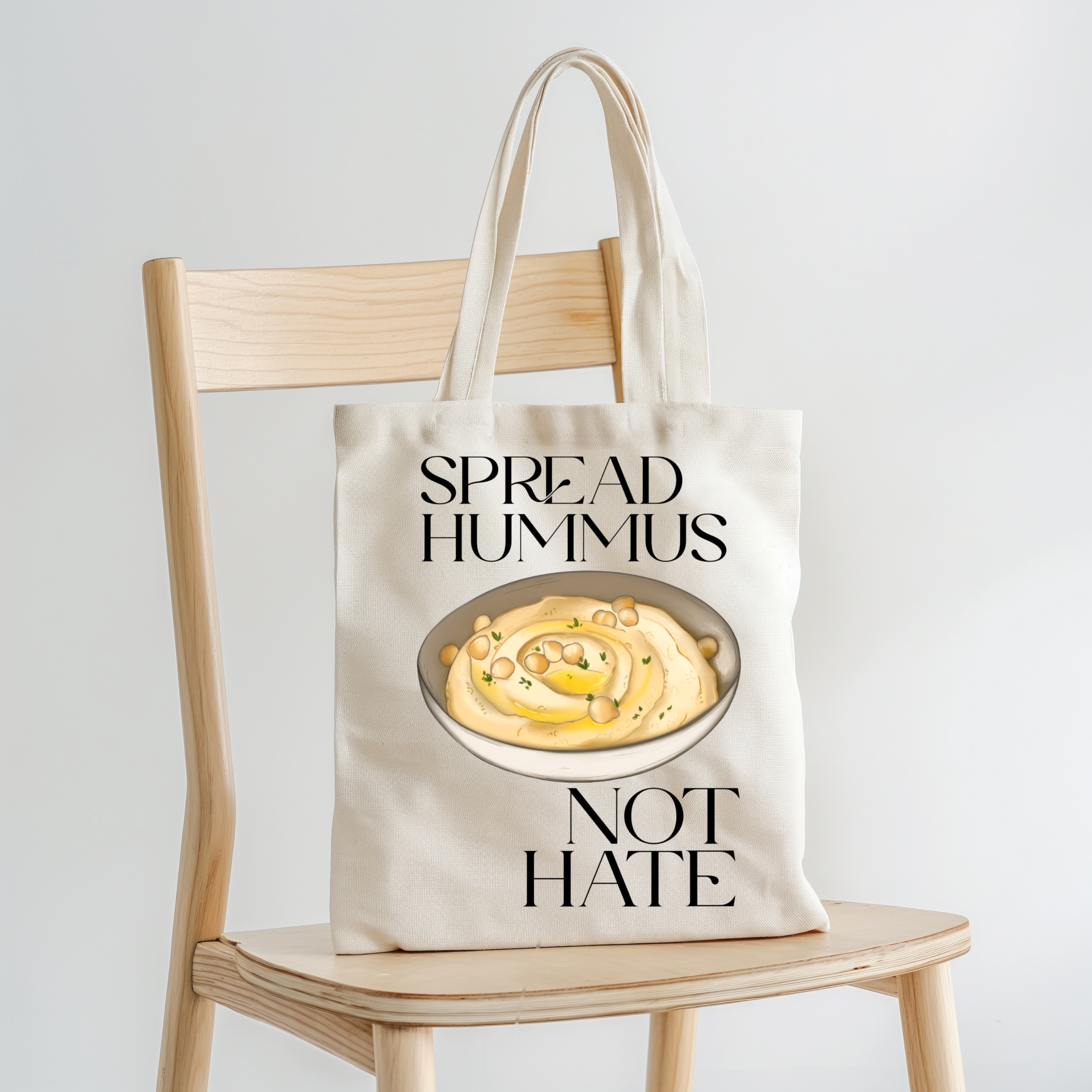 Borsa Shopper in cotone "Spread hummus not hate", Tote bag