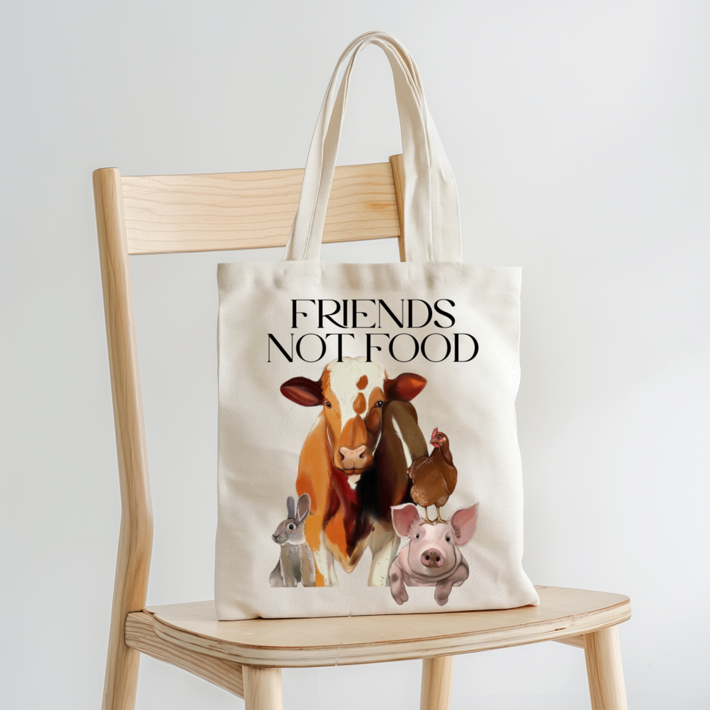 Borsa Shopper in cotone "Friends not food", Tote bag
