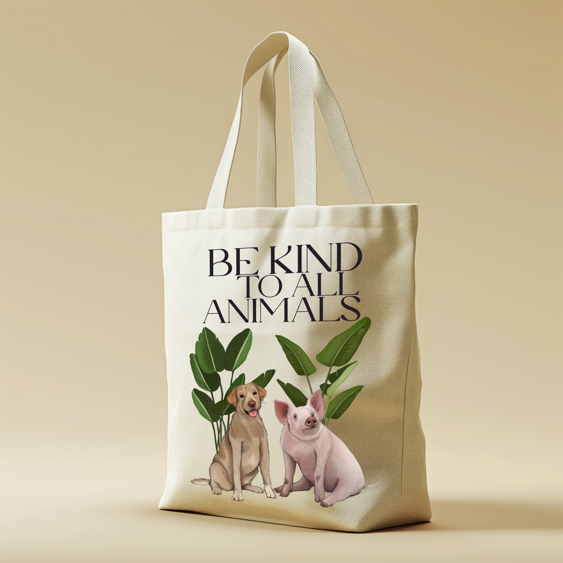 Borsa Shopper in cotone "Be kind to all animals"