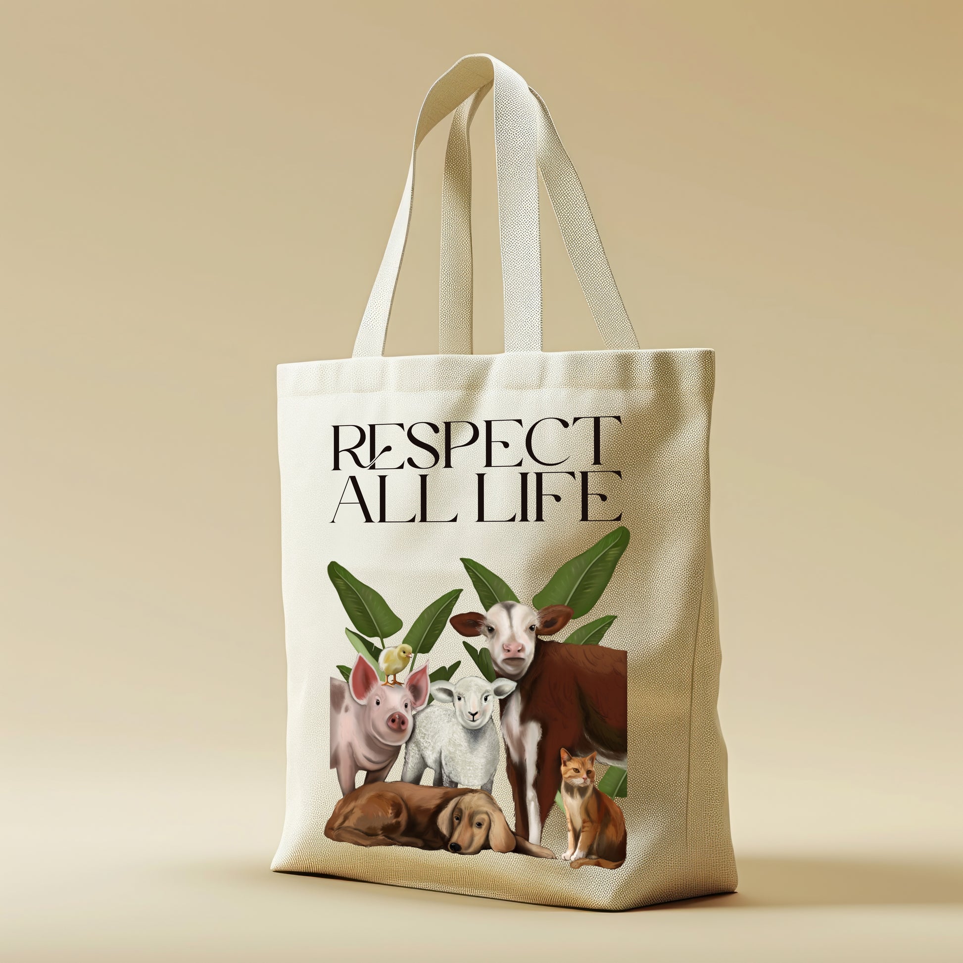 Borsa Shopper in cotone "Respect all life"