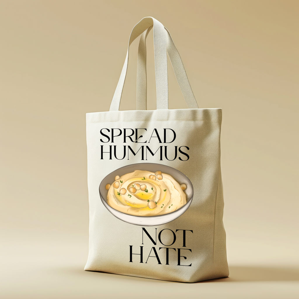 Borsa Shopper in cotone "Spread hummus not hate", Tote bag