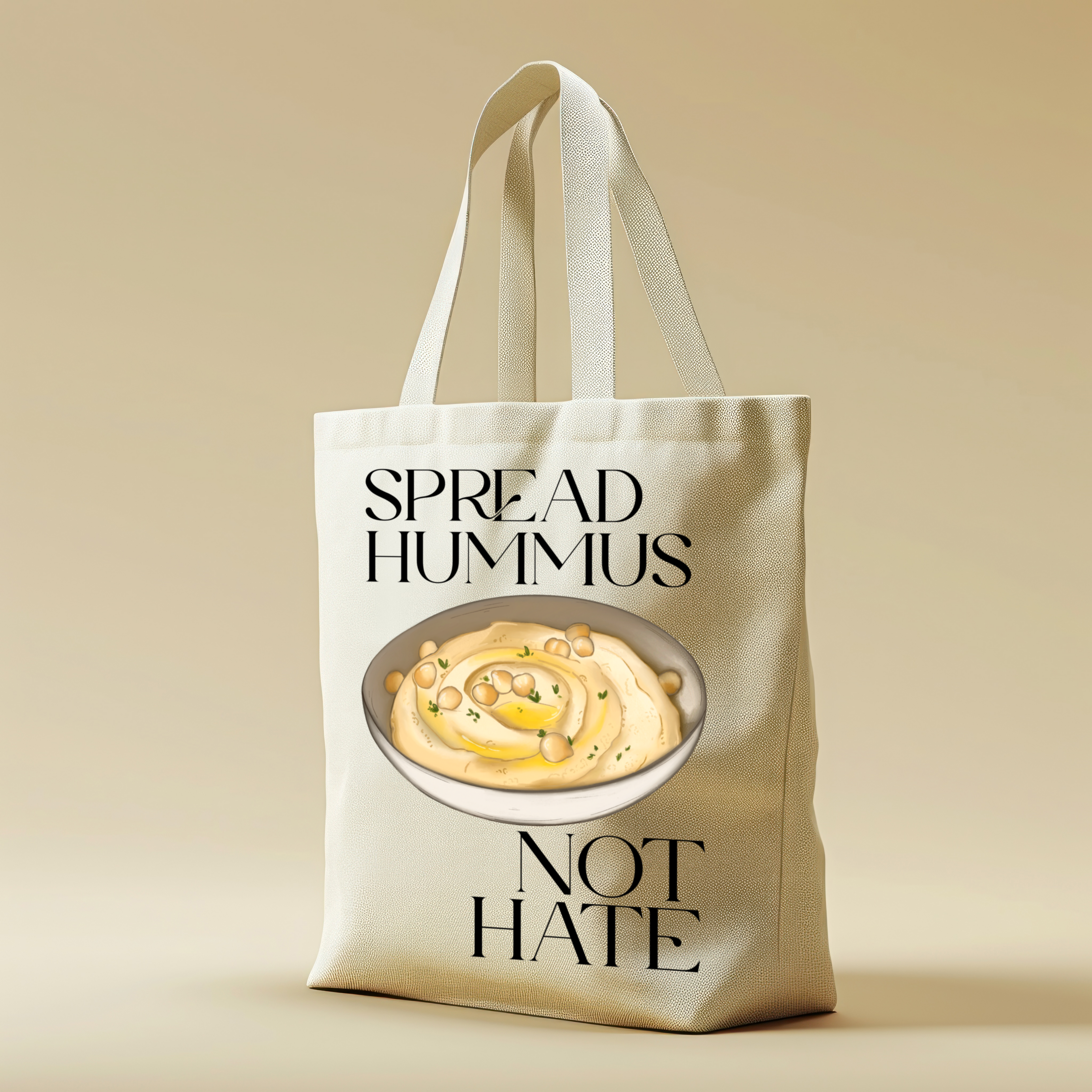 Borsa Shopper in cotone "Spread hummus not hate", Tote bag
