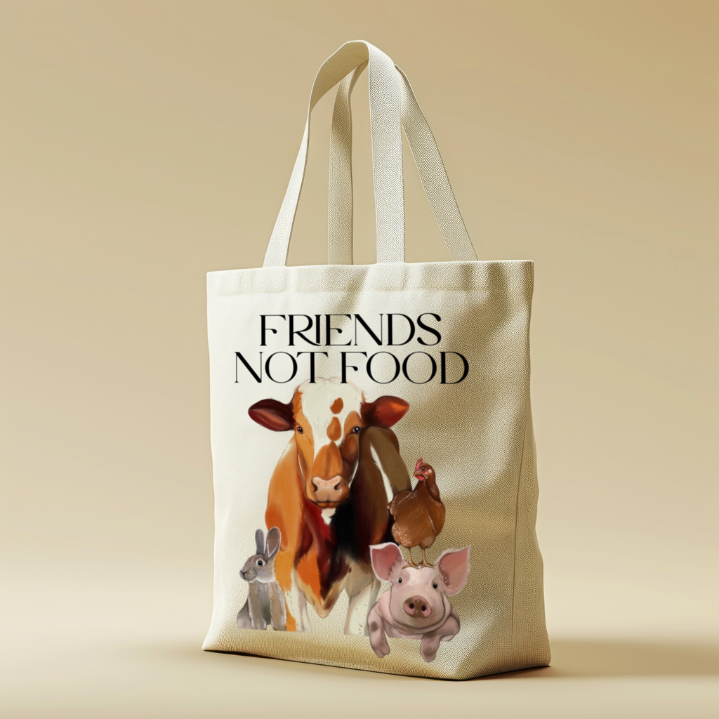 Borsa Shopper in cotone "Friends not food", Tote bag