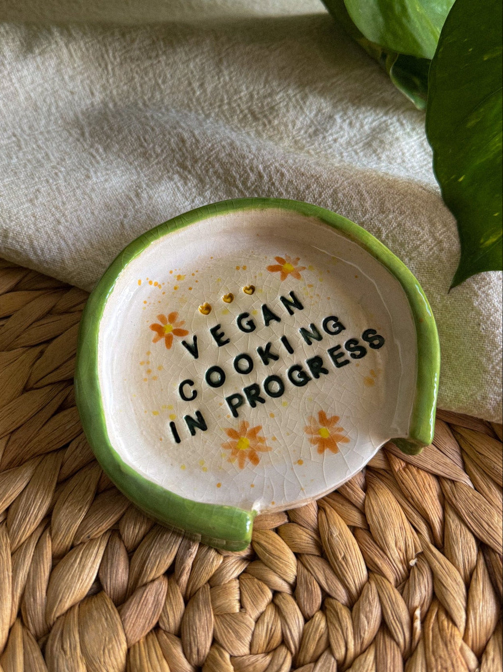 'Vegan cooking in progress' Poggiamestolo