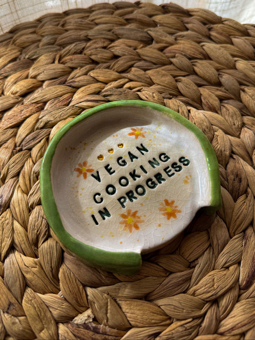 'Vegan cooking in progress' Poggiamestolo