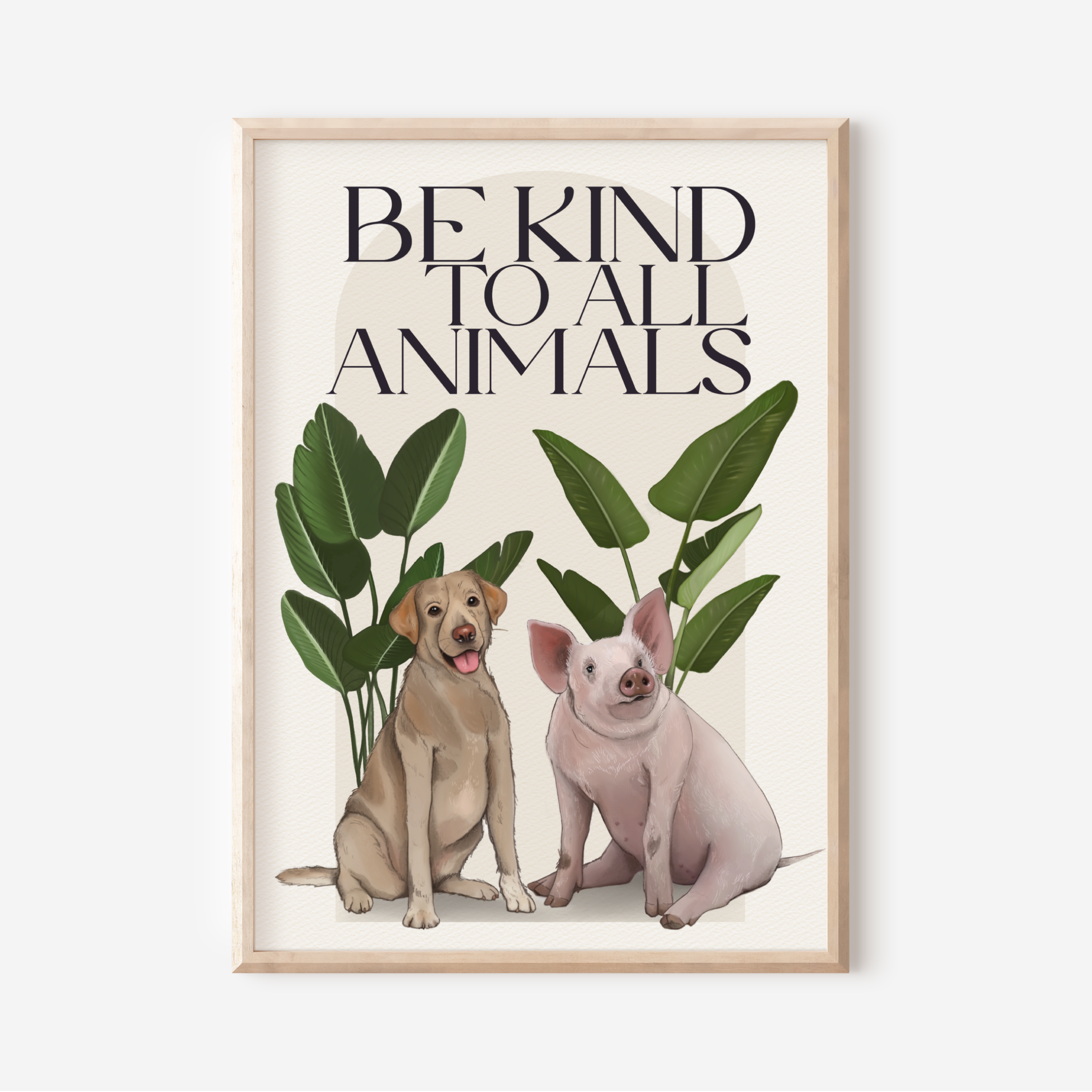Vegan print "Be kind to all animals"