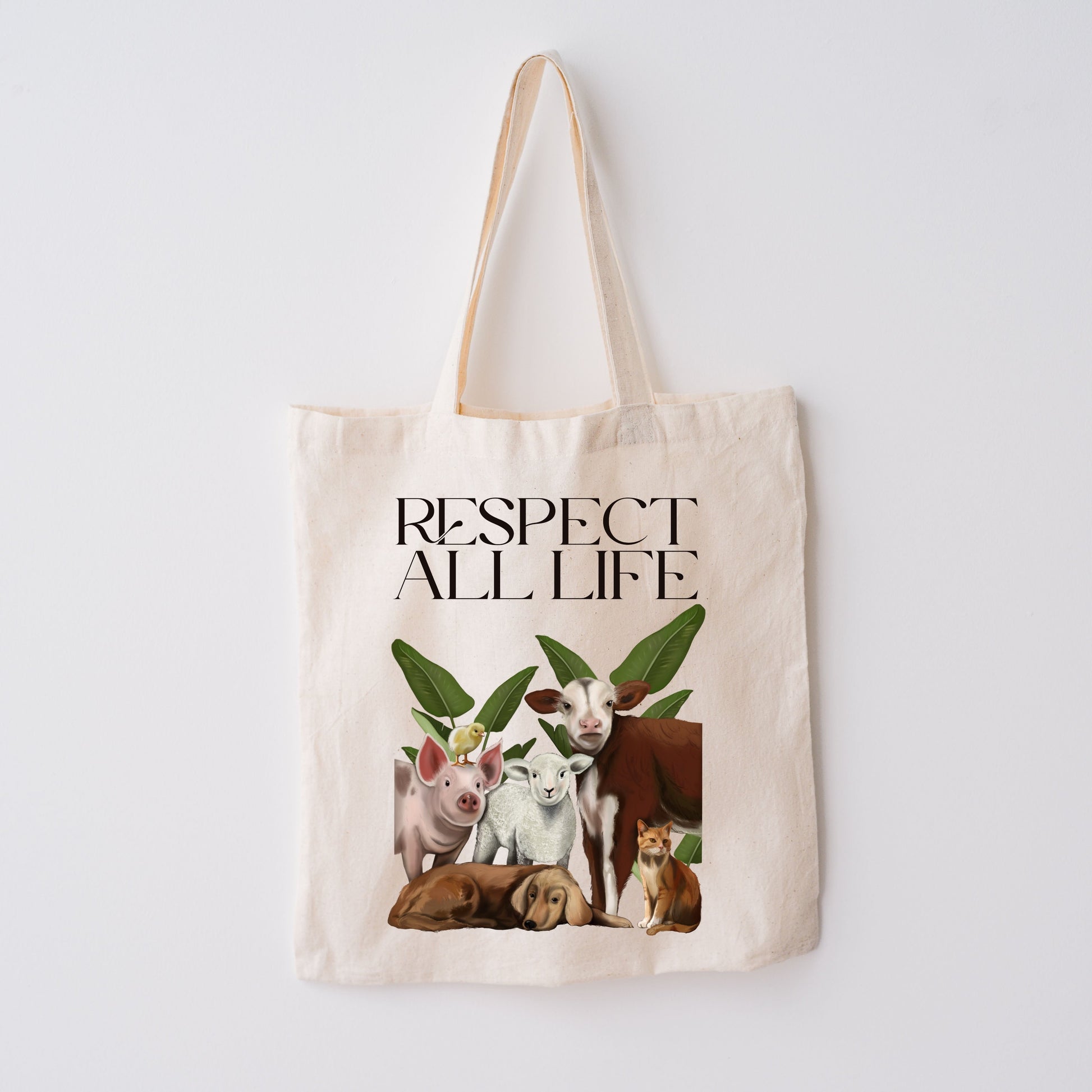Borsa Shopper in cotone "Respect all life"