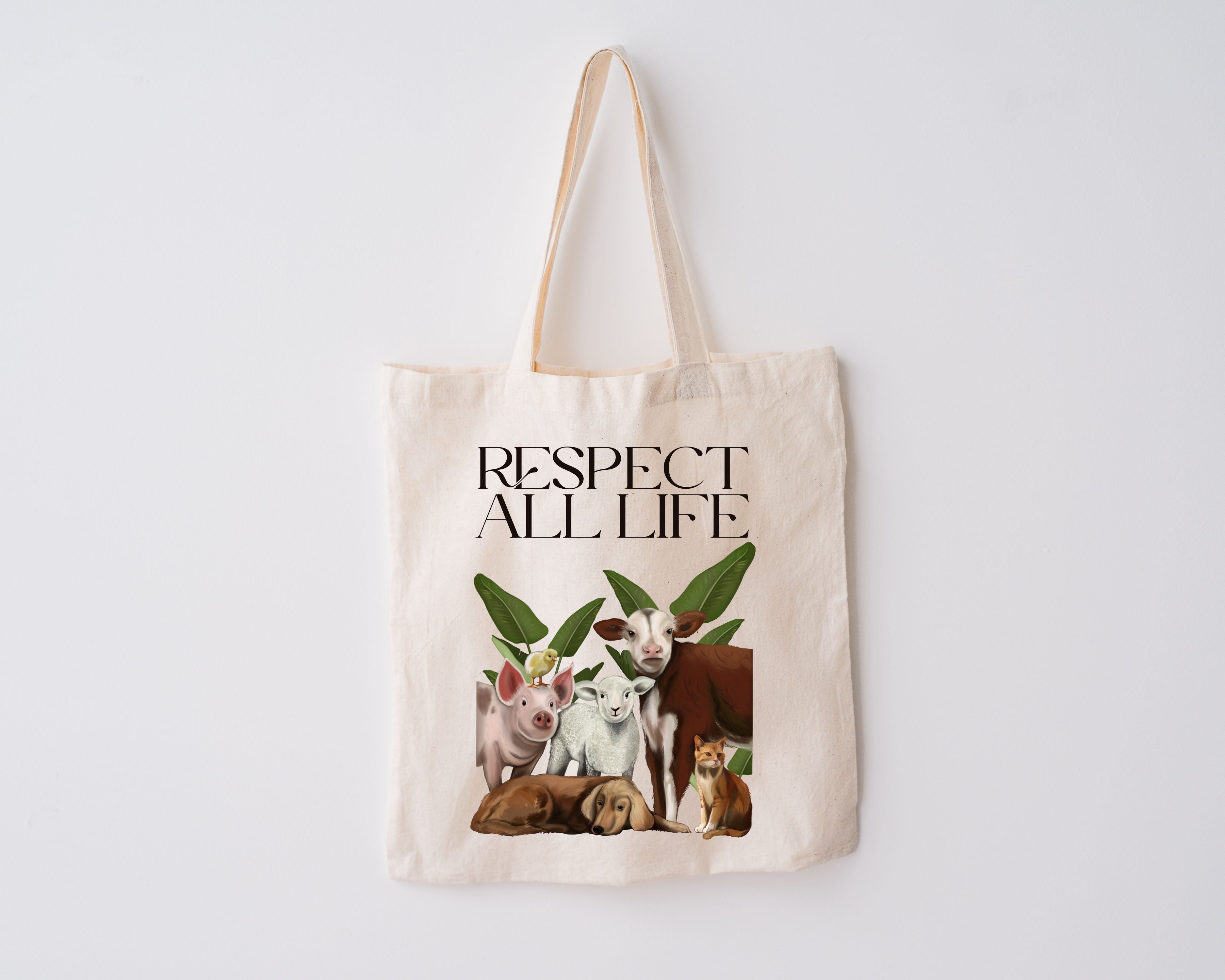 Borsa Shopper in cotone "Respect all life", Tote bag