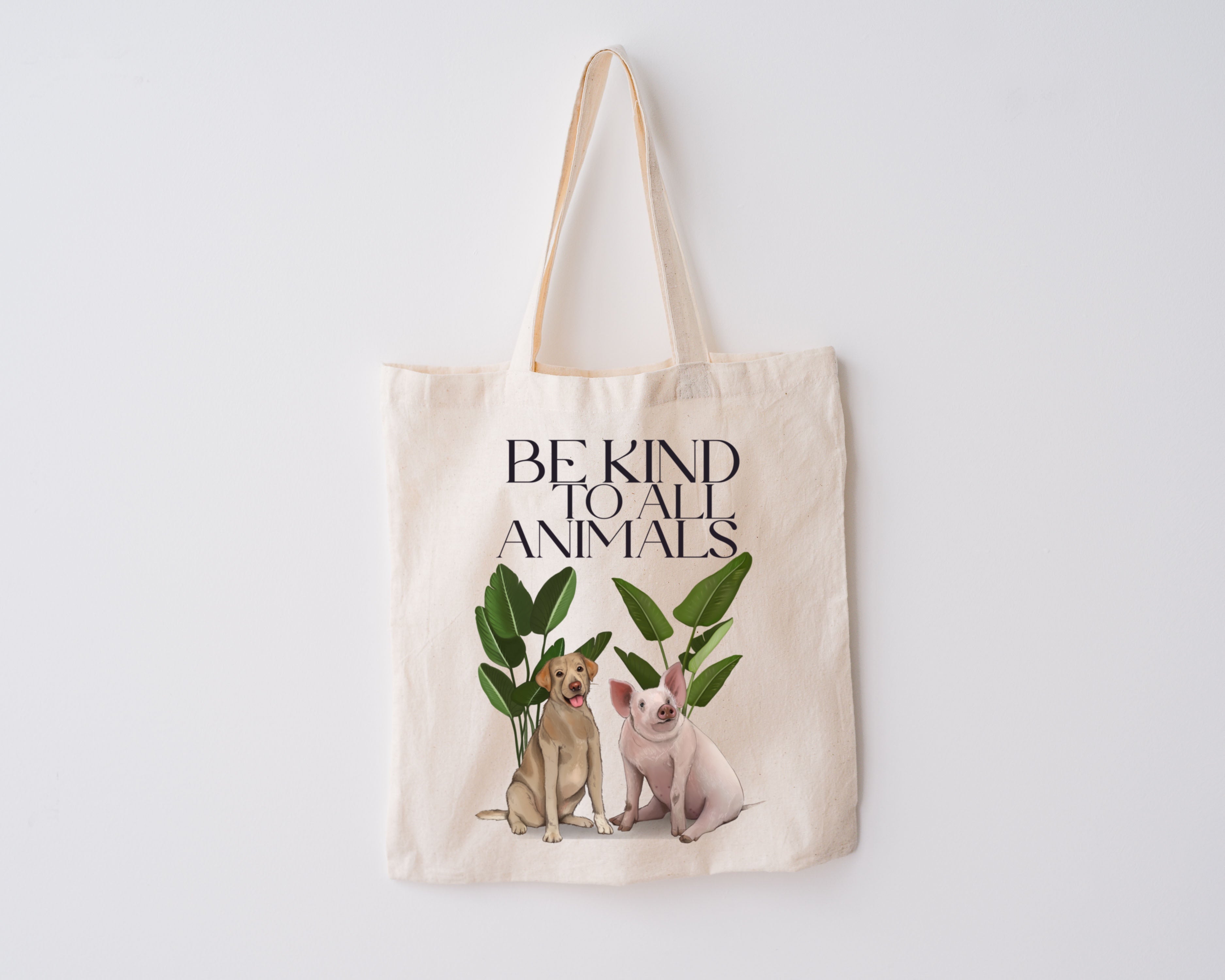 Borsa Shopper in cotone "Be kind to all animals", Tote bag
