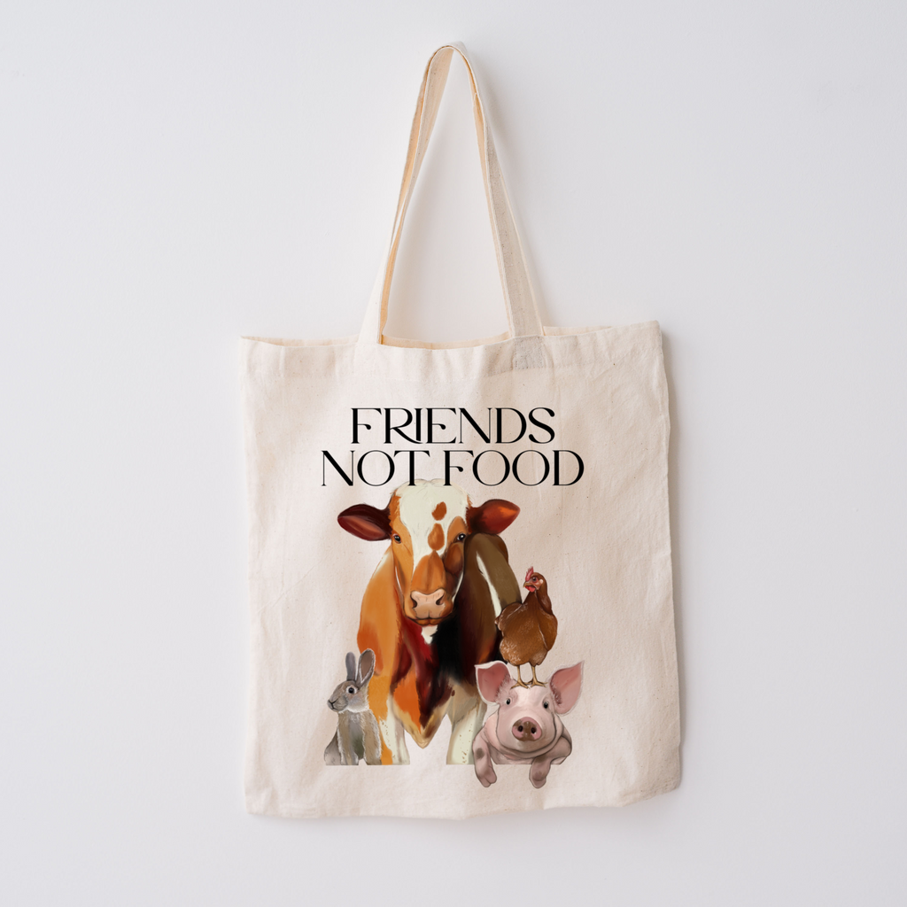 Borsa Shopper in cotone "Friends not food", Tote bag