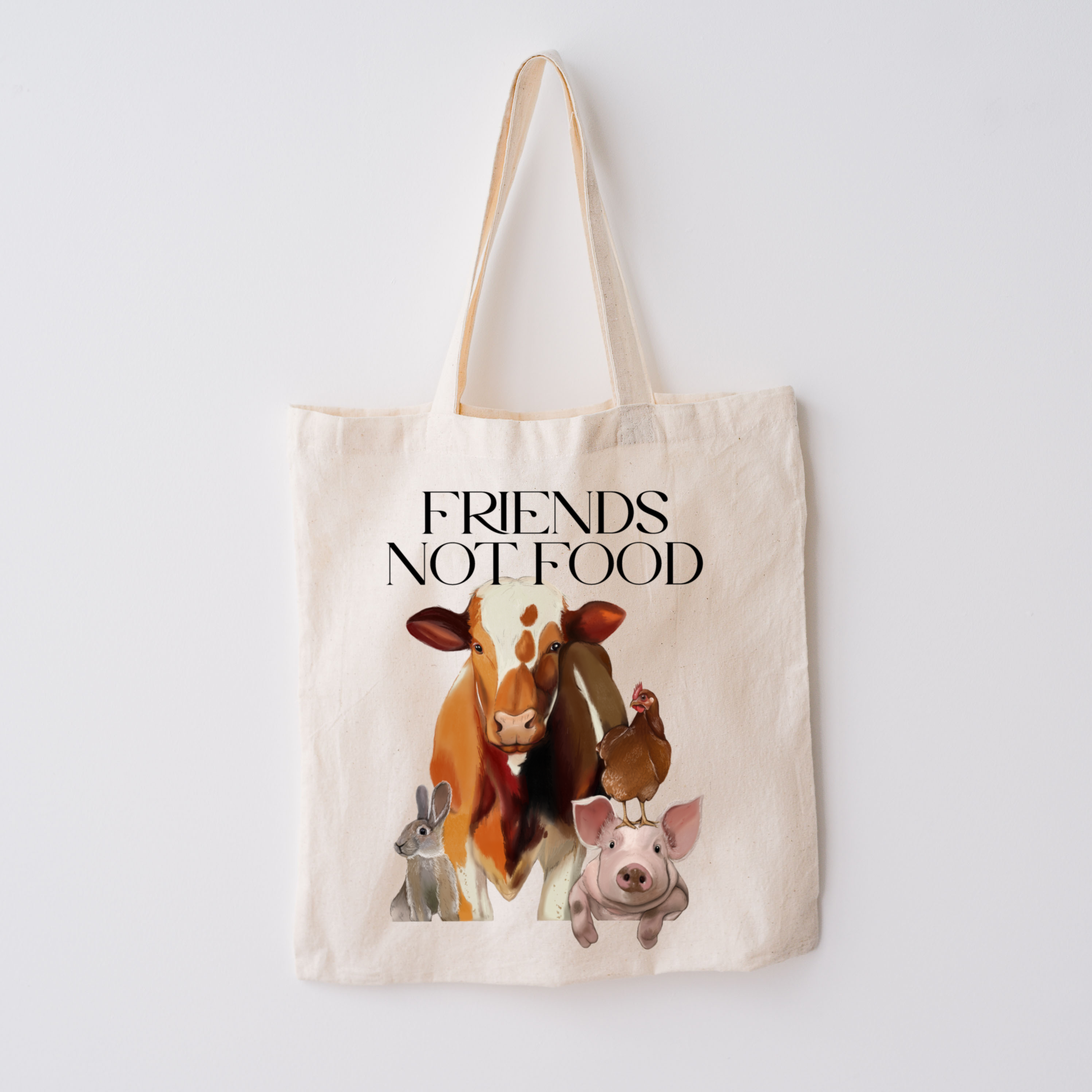 Borsa Shopper in cotone "Friends not food", Tote bag